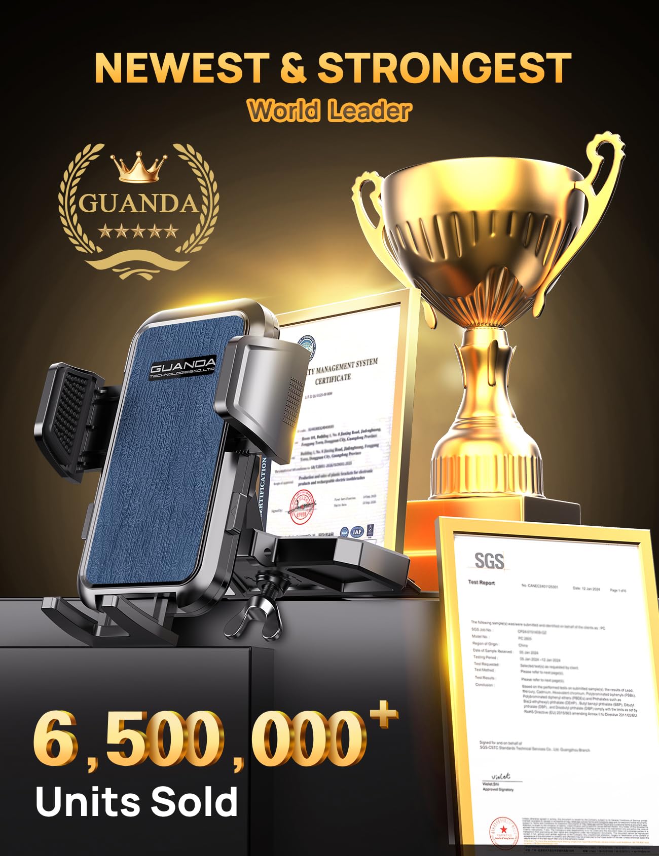 Guanda Technologies Co., Ltd. Cd Slot Phone Mount,  Car Phone Holder [Thick Cases Friendly], 360° Adjustable Universal Phone Mount For Car Cd Slot Mount For Iphone & Android Cell Phones (Blue)
