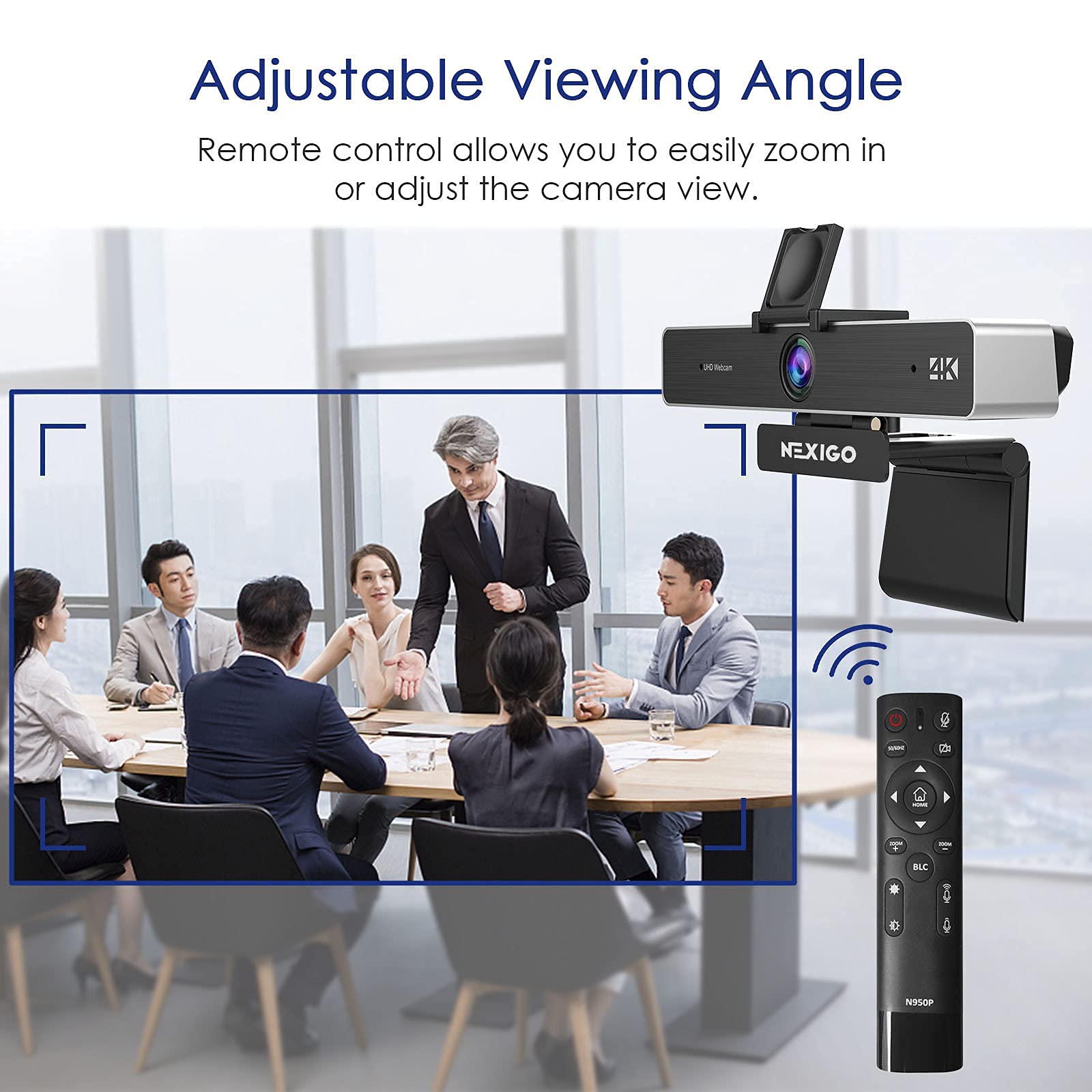 Nexigo 4K Zoomable Webcam Kits, N950P Uhd 2160P Webcam With Remote, Sony Starvis Sensor, 5X Digital Zoom, Video Conference Lighting, Extendable Tripod Stand, For Zoom/Skype/Teams