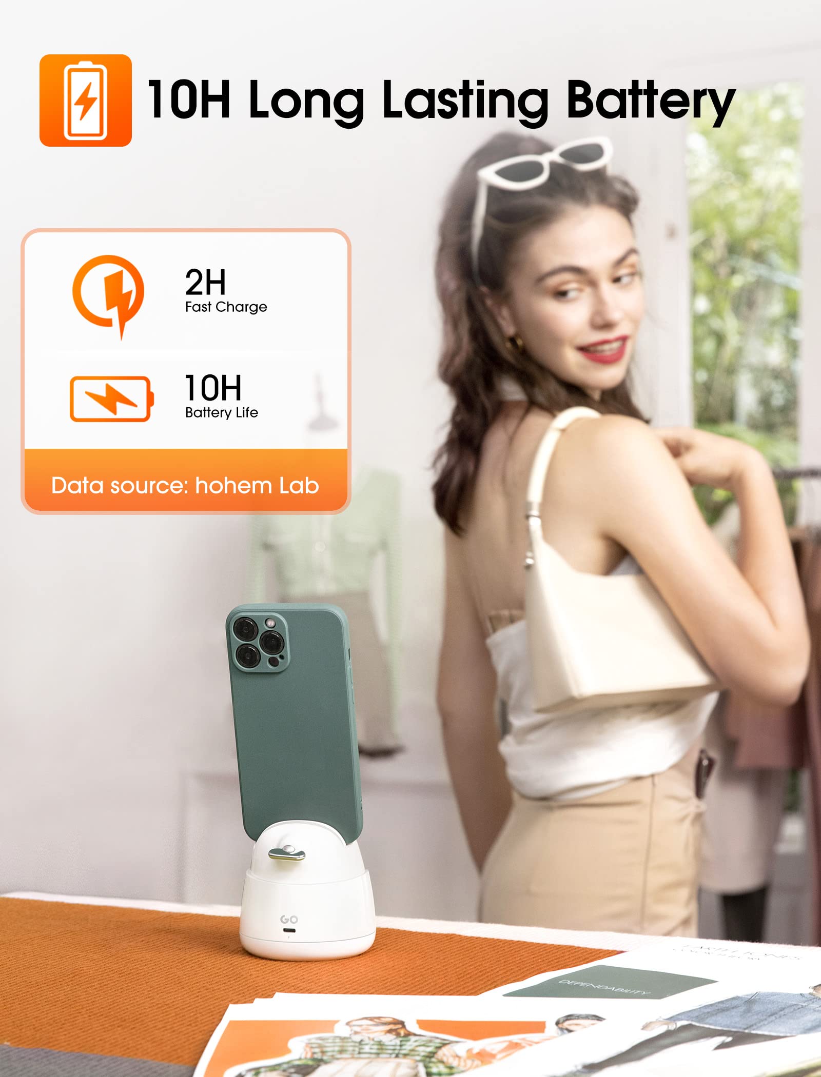 Hohem Go Auto Face Tracking Tripod, 360° And 30° Rotation 2-Axis Ai Auto Tracking Tablet & Phone Holder With Gesture Control For Live Streaming Vlog Video Recording, Rechargeable For 10H Use, No App