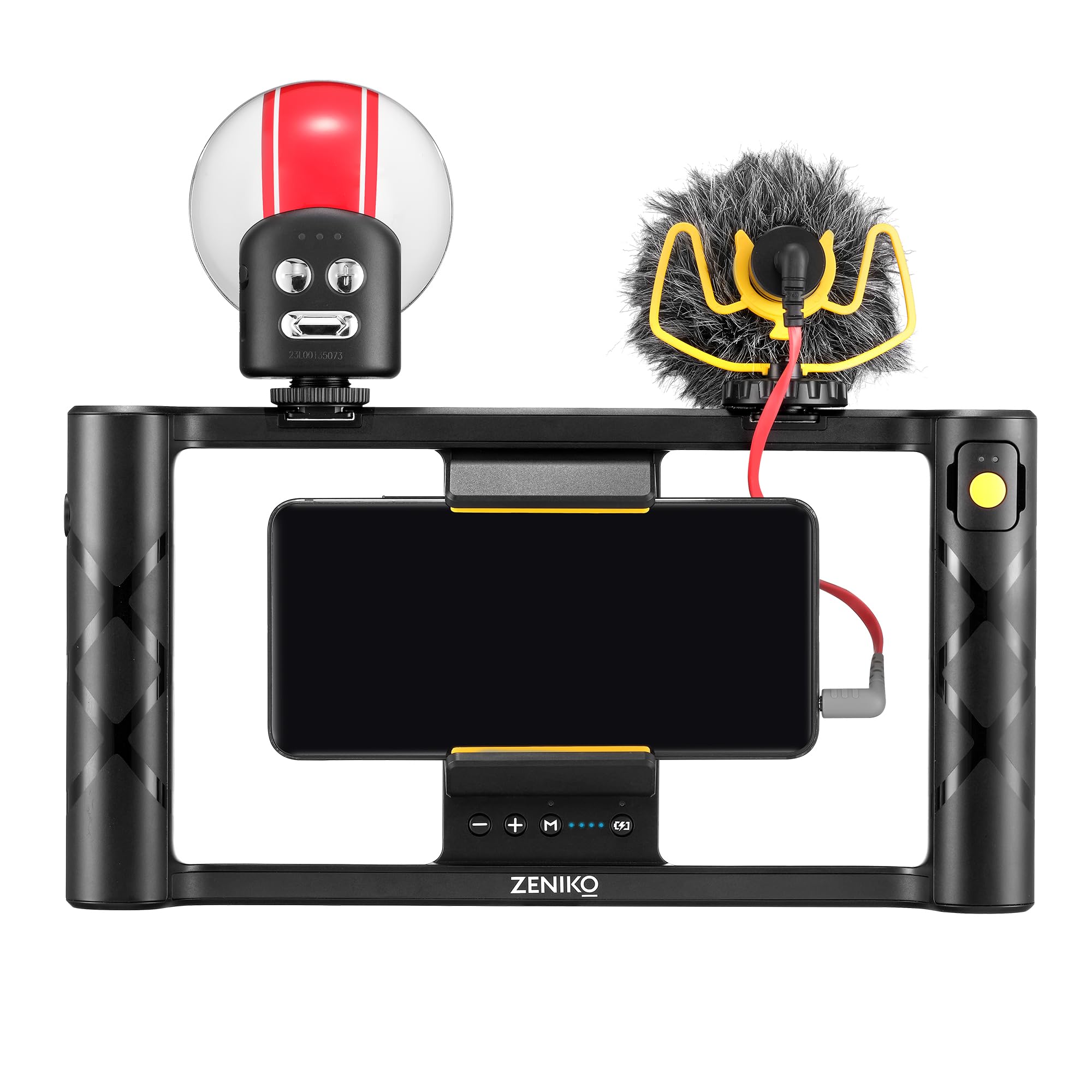 Zeniko Mr11 Smartphone Video Rig All-In-One Protable Phone Clamp Built-In Led Light Wireless & Usb Charging With 12M Remote Control