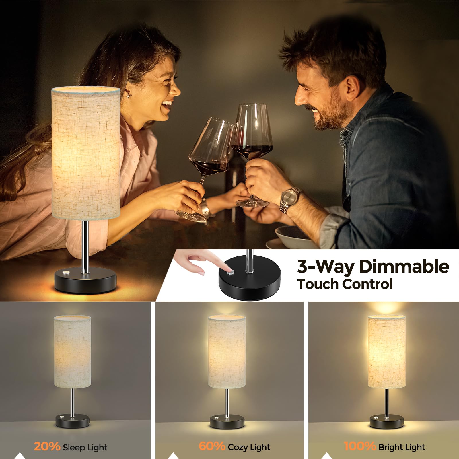 Cnxin Cordless Lamp Rechargeable 1 Pack, 14.3In Buffet Cordless Table Lamp For Living Room Restaurant, 3 Way Dimmable Touch Control Battery Operated Outdoor Wireless Light For Bedroom Nightstand