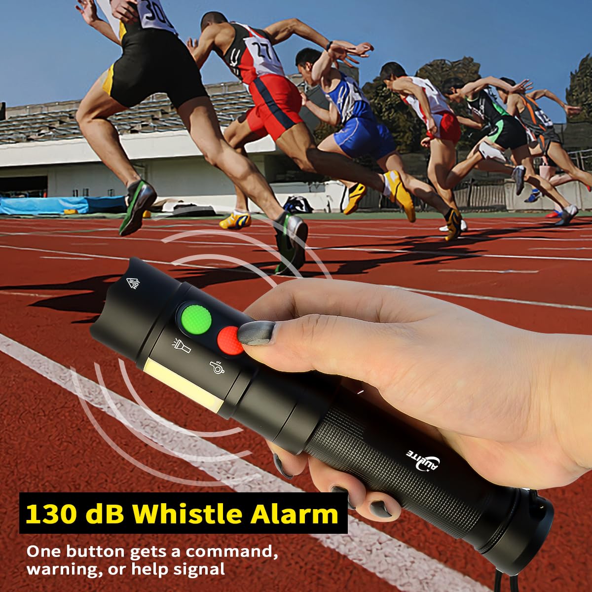Aulite Electronic Whistle Wand Flashlight For Traffic,Training Usb C & Magnetic Rechargeable,Cob Light,Magnets Base