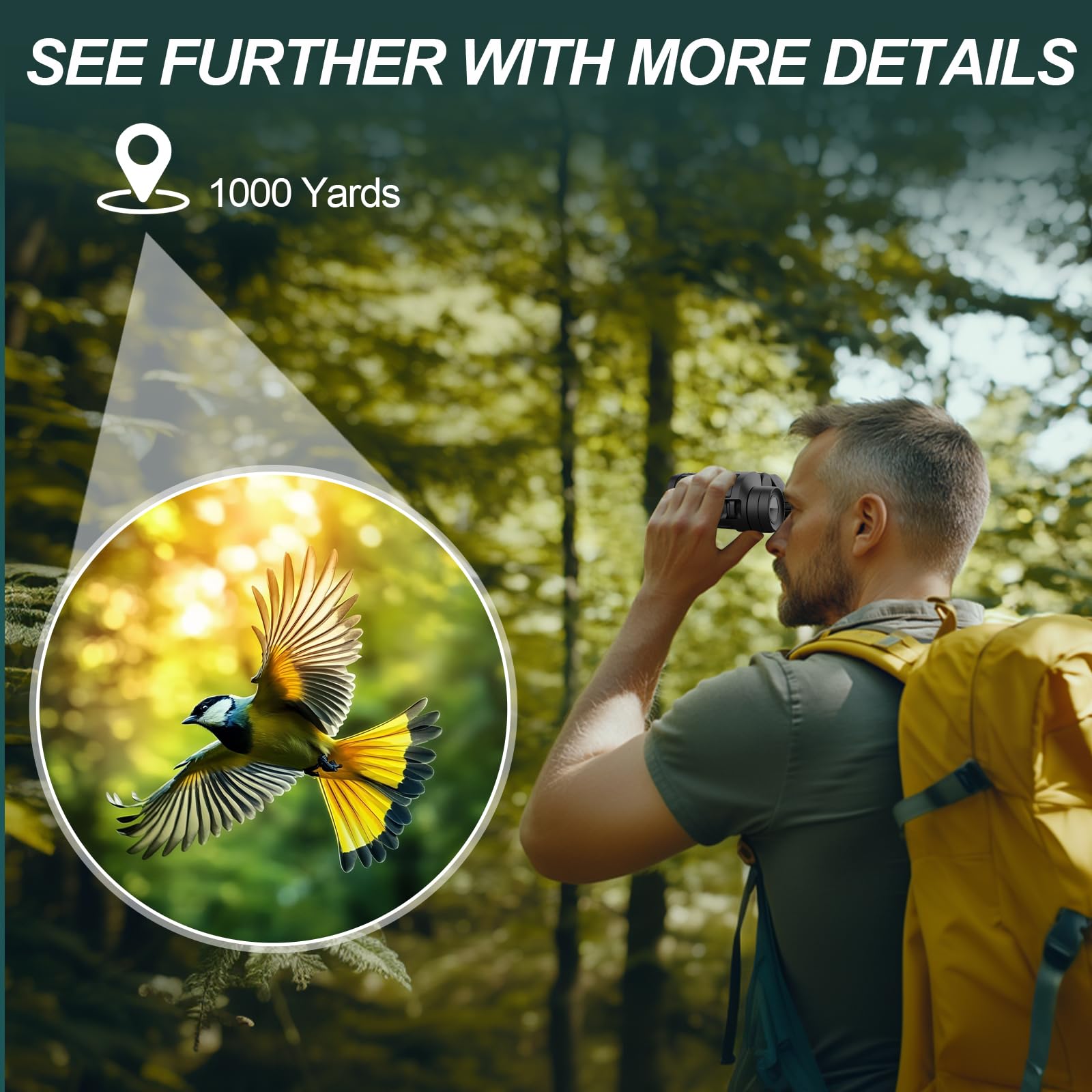 Wozel Compact Binoculars - 15X25 High Powered, Clear & Bright Vision For Adults, Bird Watching, Hiking, Hunting, Travel