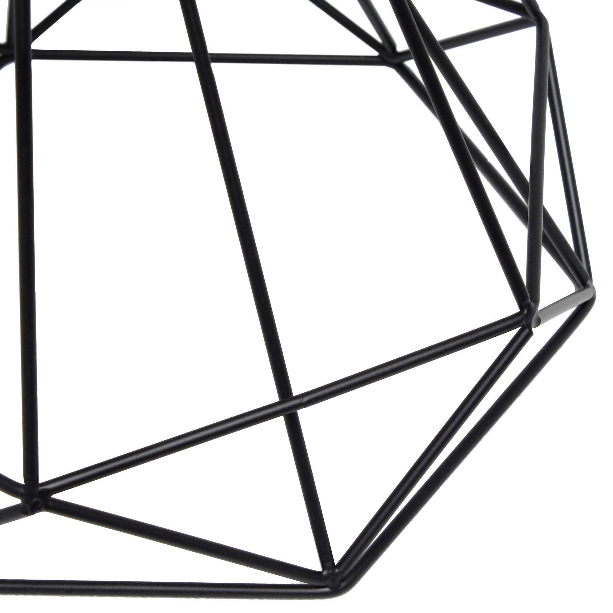 Lalia Home Decorative Geometric Black Matte Wired Table Lamp With Fabric Shade
