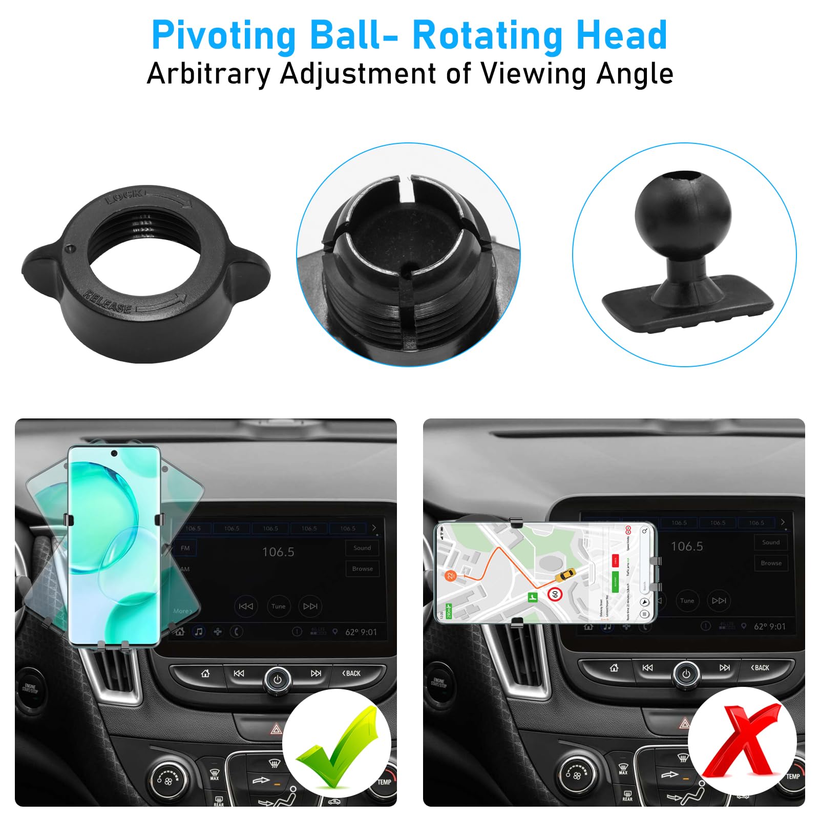 Apeser Compatible With Chevy Malibu Phone Holder Mount 2017- For Car Air Vent,Malibu Cell Phone Mount Anti-Shake,9Th Gen Malibu Phone Holder Mount-360 Degree Rotation Malibu Vent Phone Stand,Black