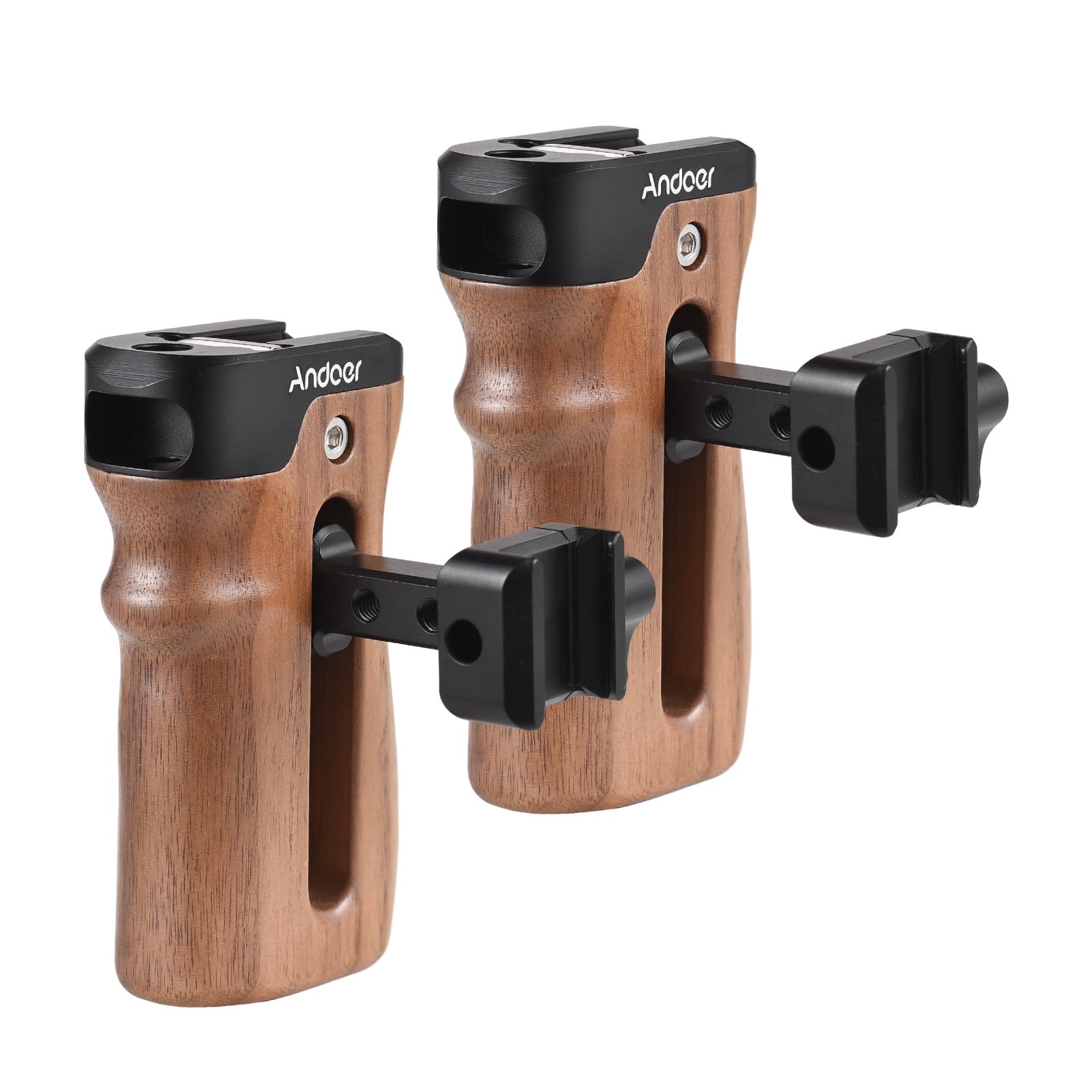 Camnoon Universal Top/Side Handle For Camera Cage Left/Right Side Handgrip With Nato Clamp Cold Shoe Mount Up & Down Adjustable, 2 Pack