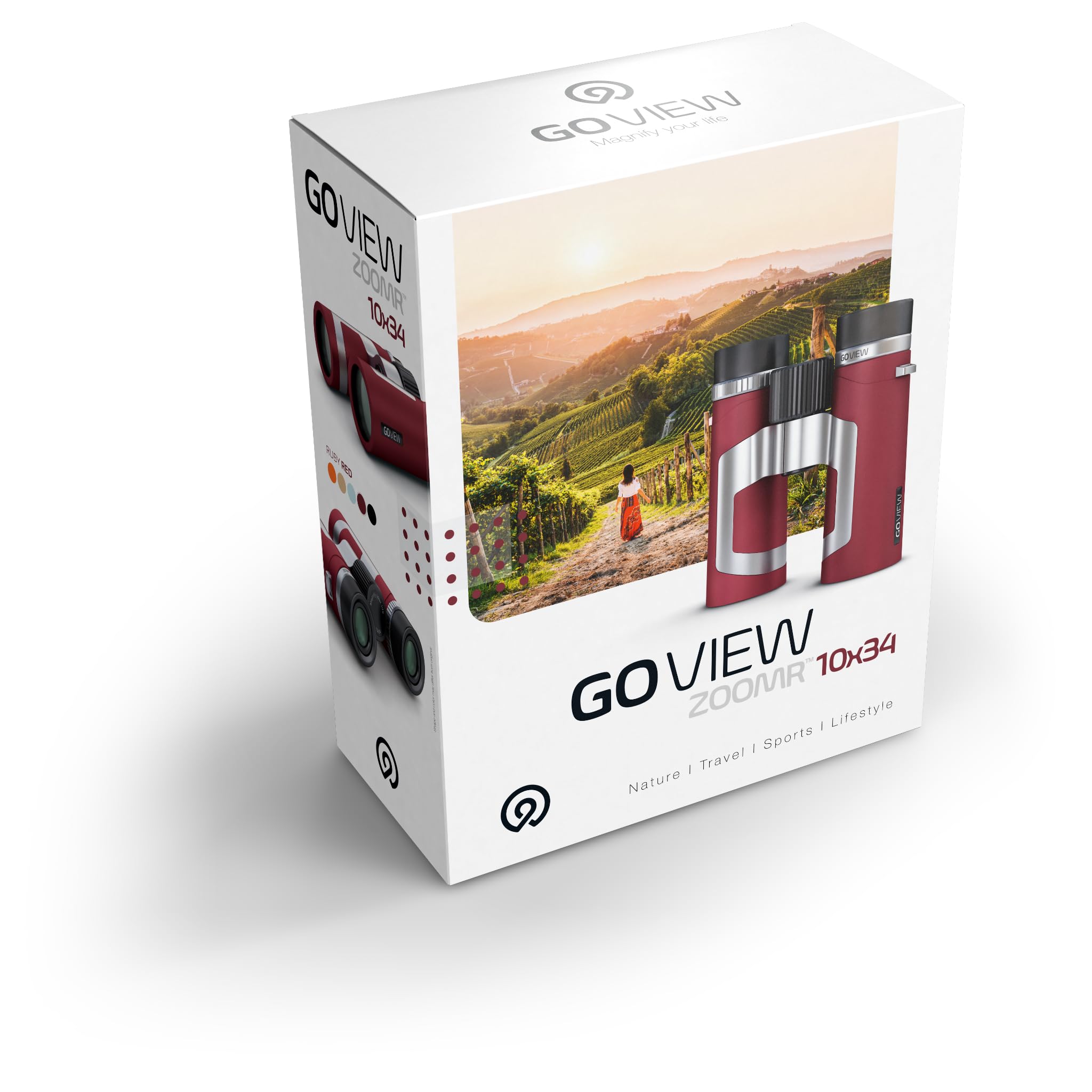 Goview Binoculars Zoomr 10X34, Ruby Red