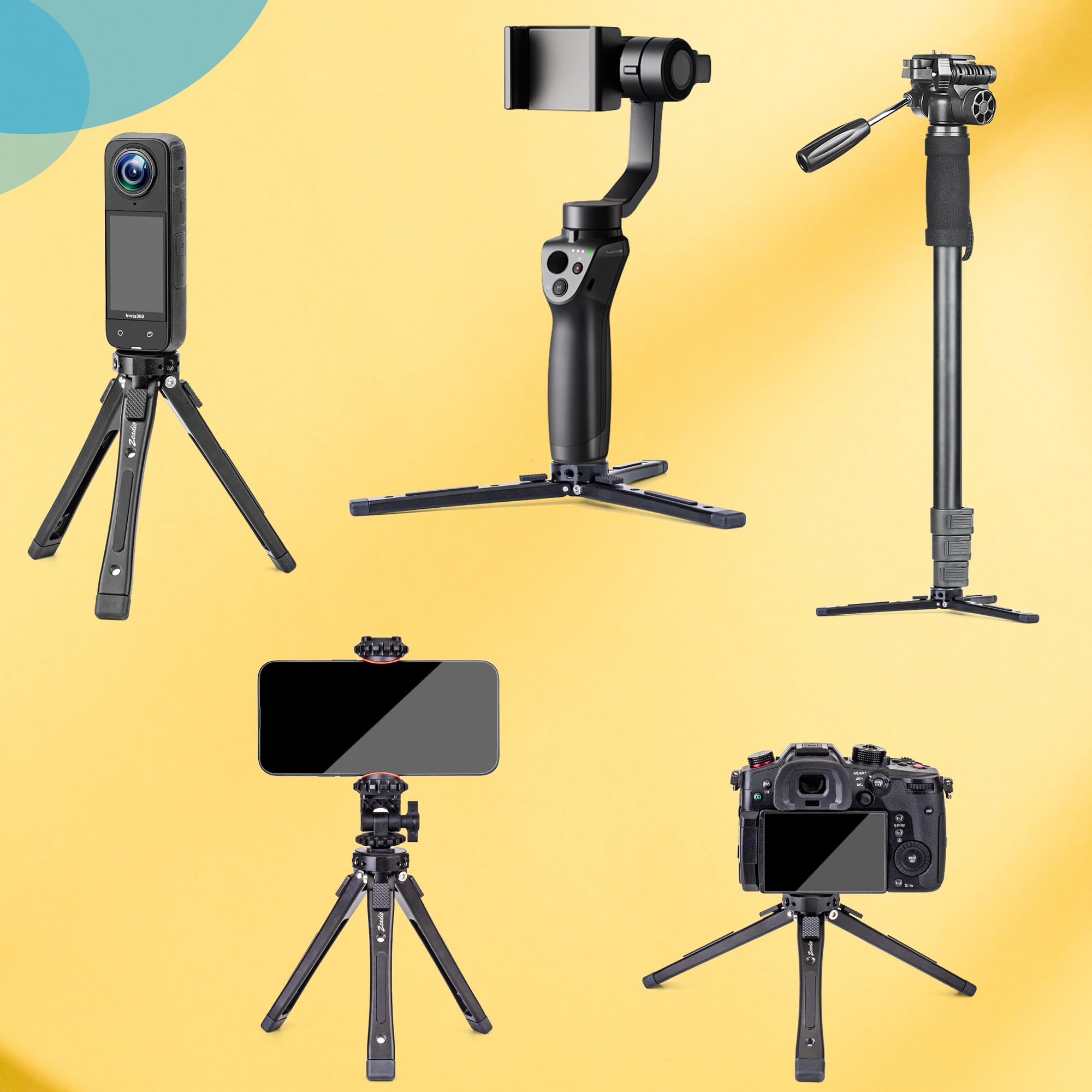 Zeadio Metal Camera Mini Tripod, Maxium Load: 40Kg/88Lb, Adjustable Heights Desktop Vlog Tripod Stand, Fits For Smooth 4, Osmo Mobile, Ronin-S, Vimble 2, Gimbal Handle Grip Stabilizer And All Cameras
