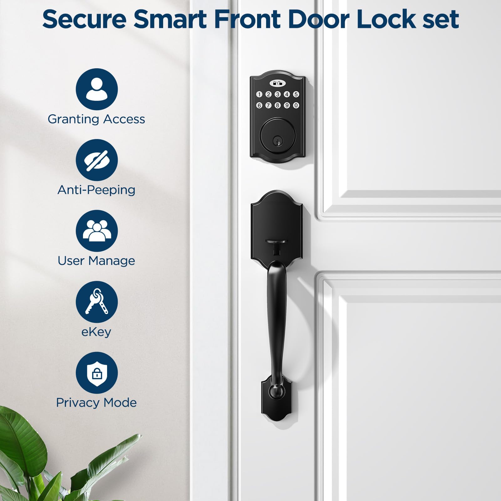 Weaboopre Keyless Entry Door Lock, Smart Locks For Front Door Electronic Keypad Deadbolt Custom User Codes Advanced Security & Easy Installation Aluminum Auto Lock