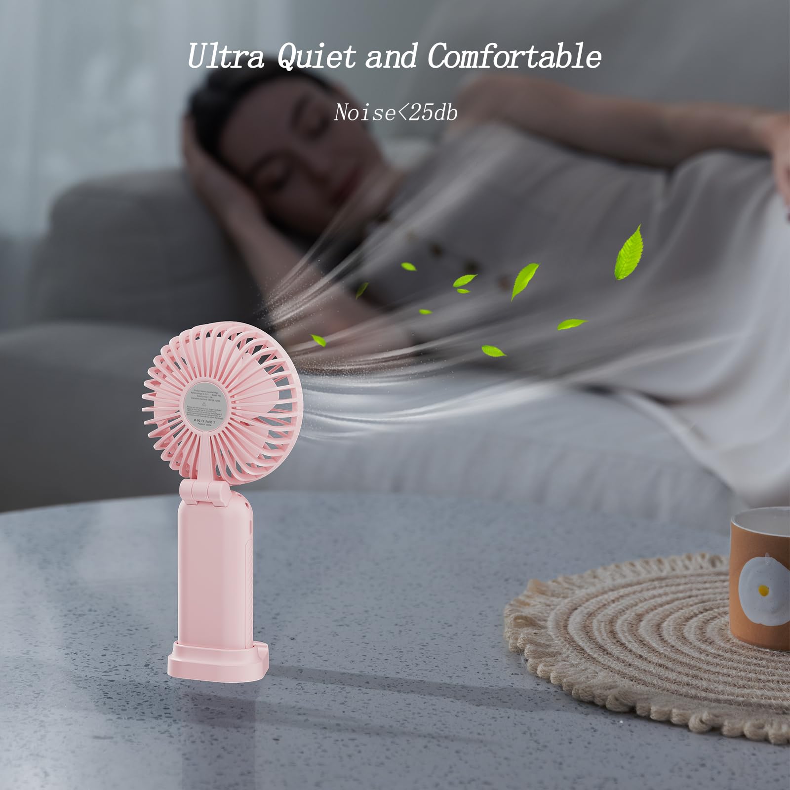 Portable Fan, 4200Mah Battery Operated Fan, 5 Speeds&Digital Display, Makeup Fans For Women