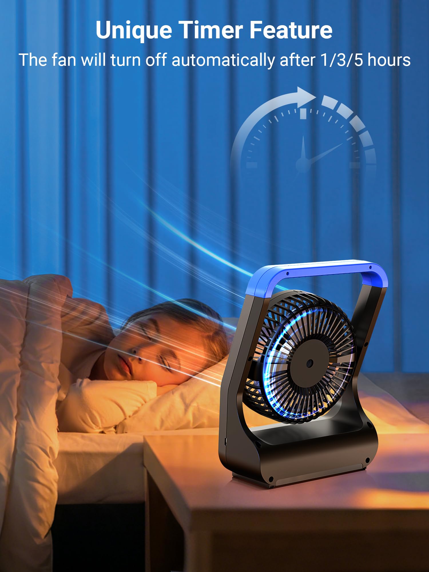 Battery-operated portable fan, D-cell battery-powered for long-lasting cooling during camping and outdoor events