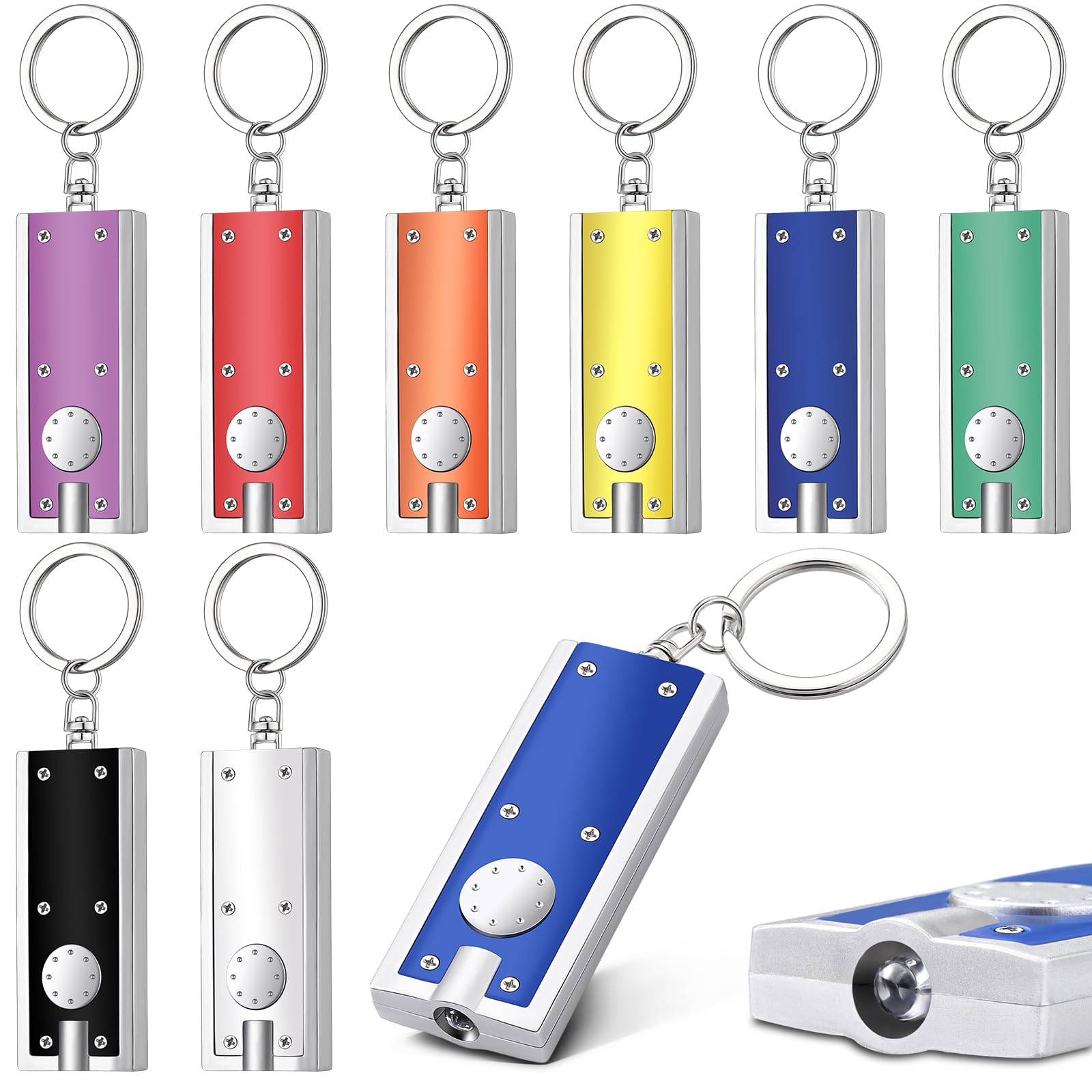 Glooglitter 8 Pcs Mini Keychain Flashlight Led Keychain Light Bulk Small Flashlight For Outdoor Camping Hiking Equipment And Emergency (Multicolor)