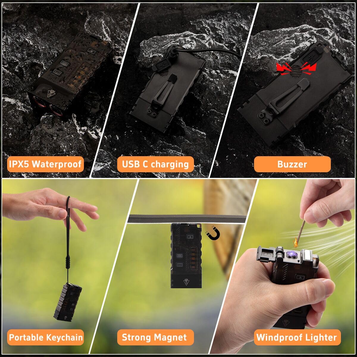 Itoncs Led Small Powerful Edc Flashlight With 365Nm Uv Light,13 Mode,Usb C Rechargeable 1000 Lm Mini Pocket Keychain Flash Light With Clip,Ip67,Magnetic,Lanyard,Buzzer,Arc Lighter For Camping Hiking Gear