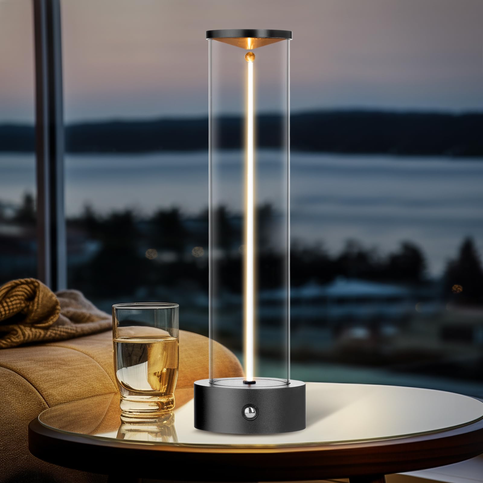 Mkiiach Cordless Portable Led Table Lamp， Rechargeable Battery Operated Desk Lamp With Touch Sensor, Three-Level Dimmable Suitable For Bars/Cafes/Restaurants/Bedrooms/Camping Sites. (Black)