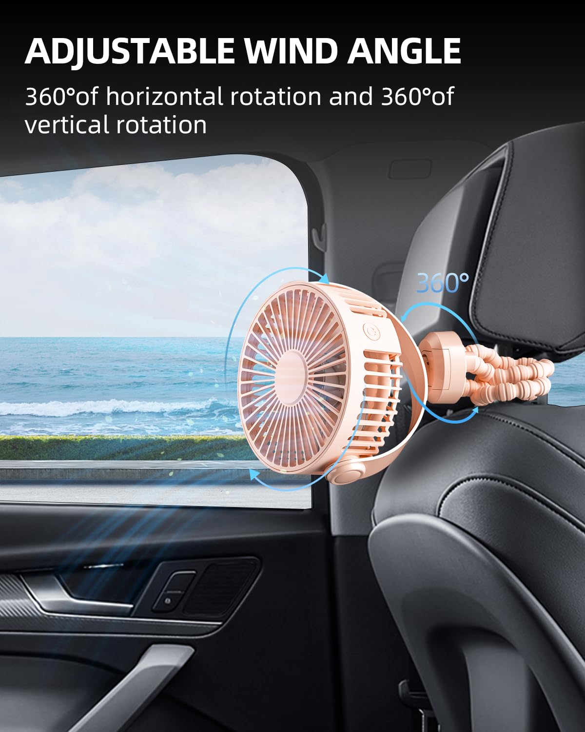 Stroller Fan, Battery Operated Clip On Portable Fan, 360°Rotate Usb Rechargeable Personal Desk Fan