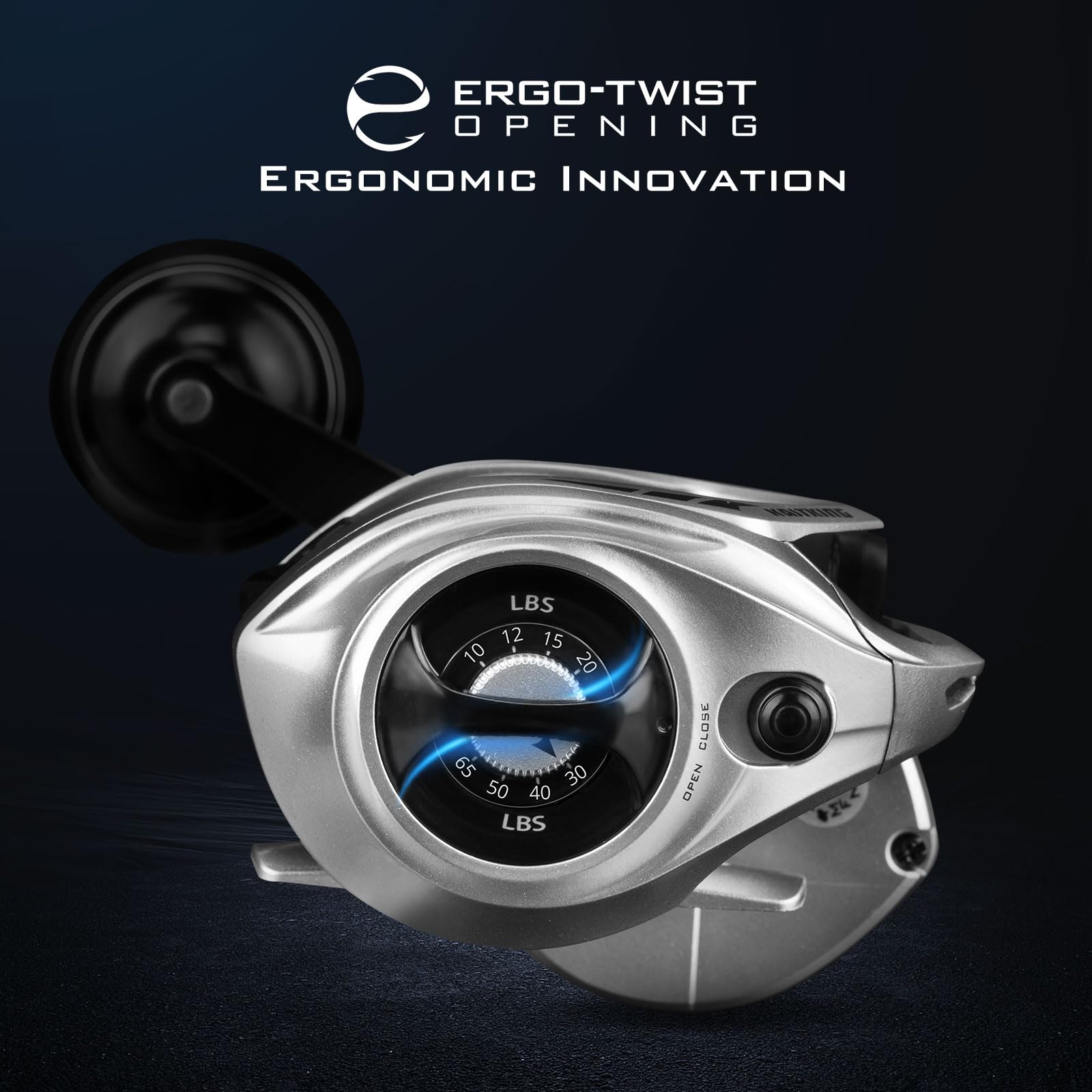 Kastking Kapstan Elite 300 Baitcasting Fishing Reel, Low Profile, Large Capacity Casting Reel, Graphite Frame, 35 Lbs. Drag 5.4:1 Ratio, 6+1 Double Shielded/Ss Bb Centrifugal Braking, Aluminum Handle