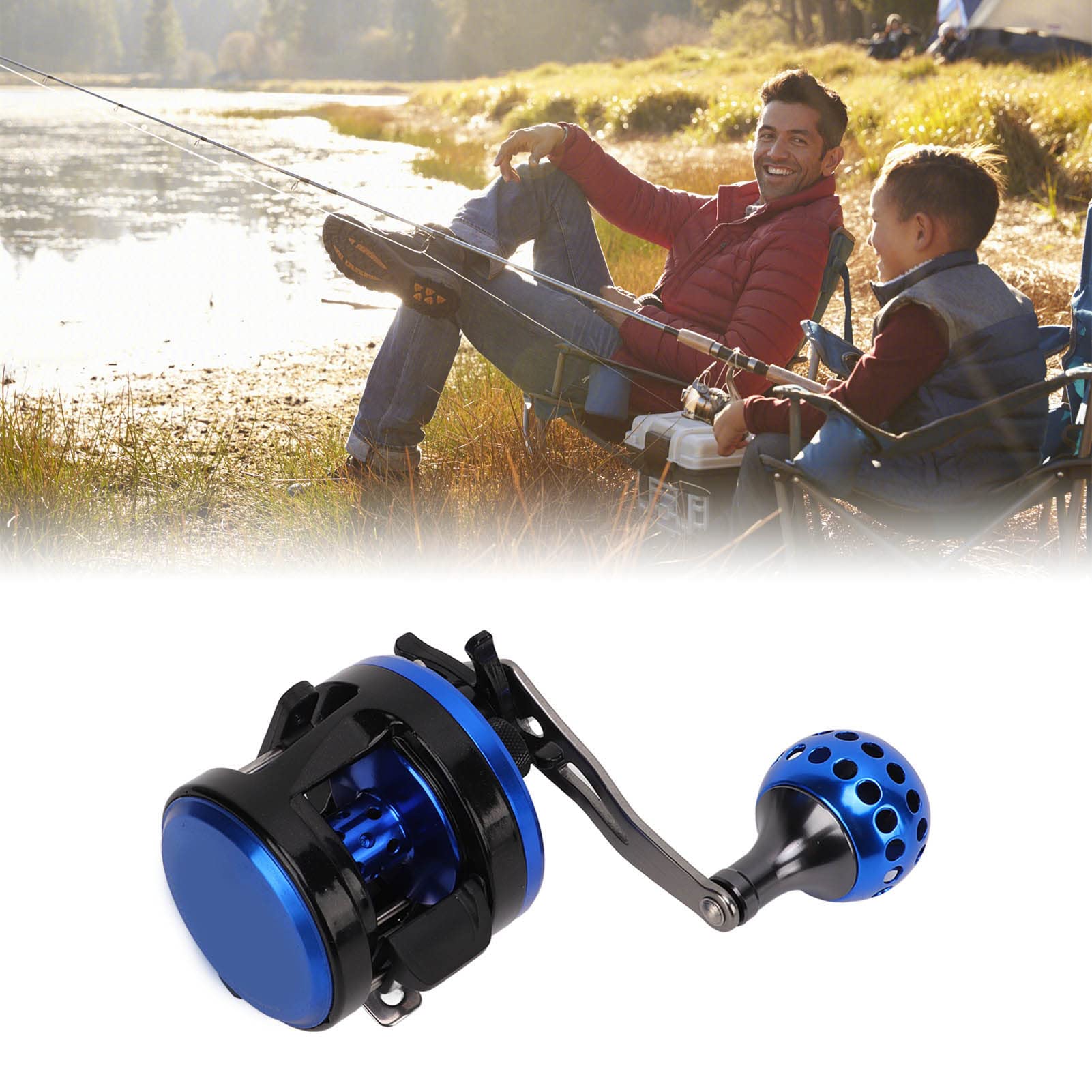 Alomejor Metal Drum Fishing Reel 7+1Bb 4.7:1 High Speed 6Kg Maximum Magnetic Force Brake Fishing Reel