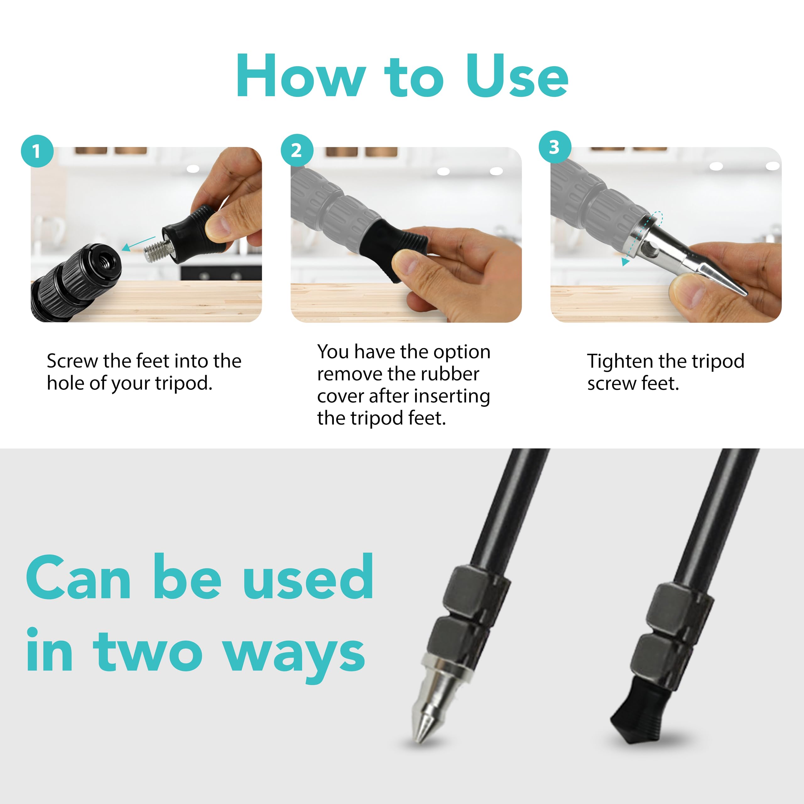 Foto&Tech 3 Pcs 3/8" Rubber Feet Anti-Slip Tripod Spike Replacement Rubber Tripod Photography Outdoor Tripod Spikes Compatible W/Manfrotto Gitzo Benro Induro Kingjoy Weifeng Tripod Monopod Hw-21