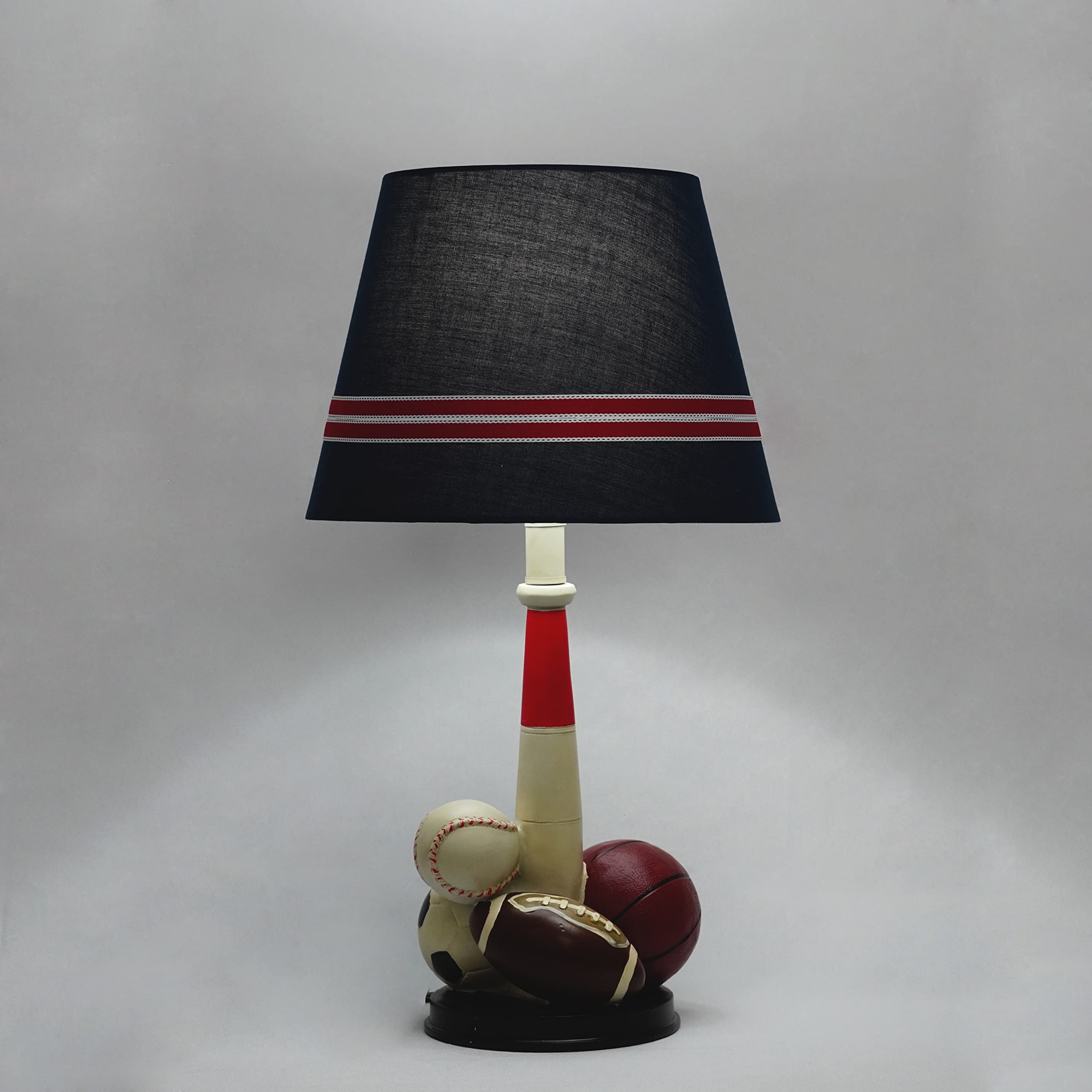 Melloway Sports Theme Table Lamp With Navy Shade, Multi-Sport Base Design, 22.5 Inches Height