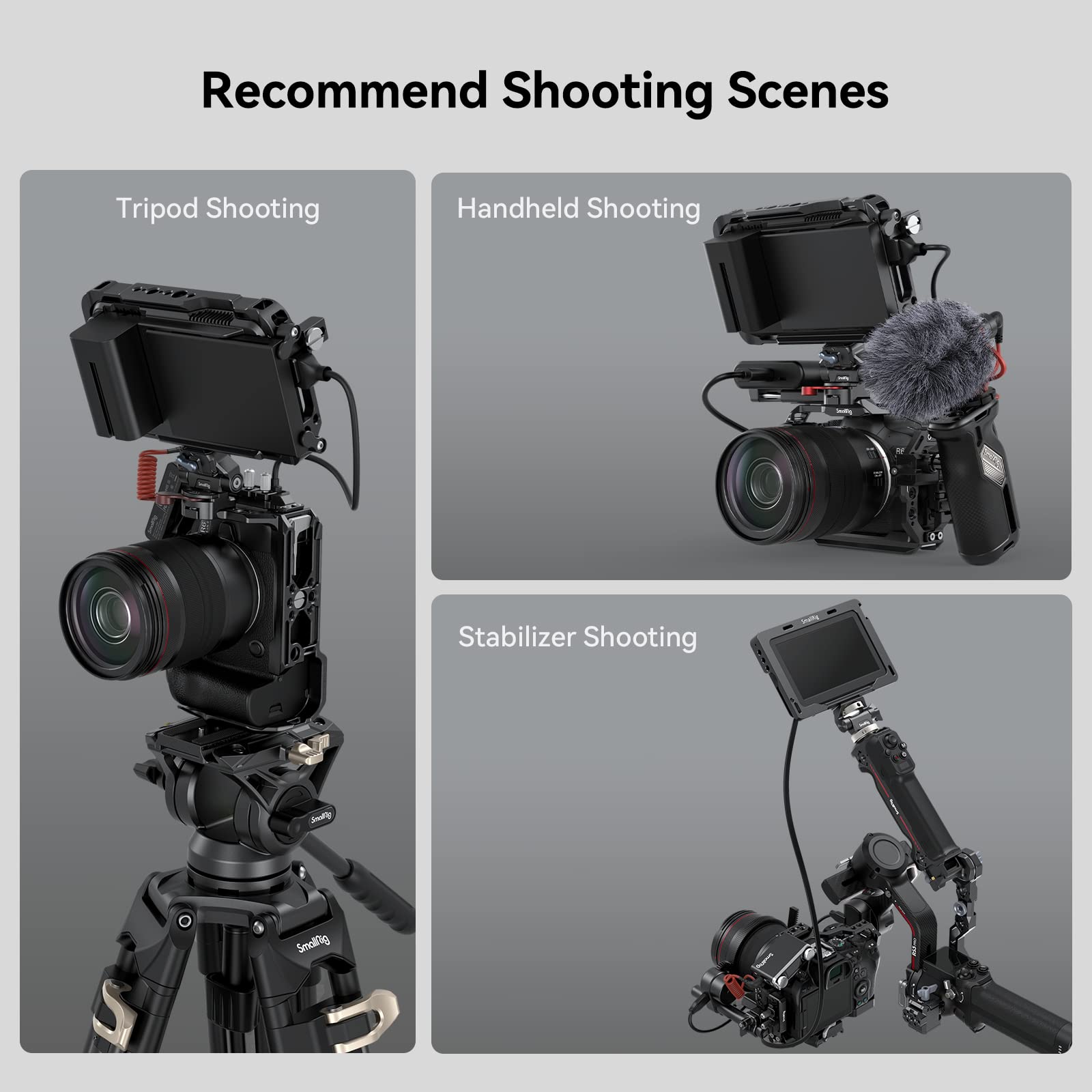 Smallrig R6 Mark Ii Camera Cage For Canon+Stepless Rotating Side Handle With Trigger Rec & 2 Control Cables
