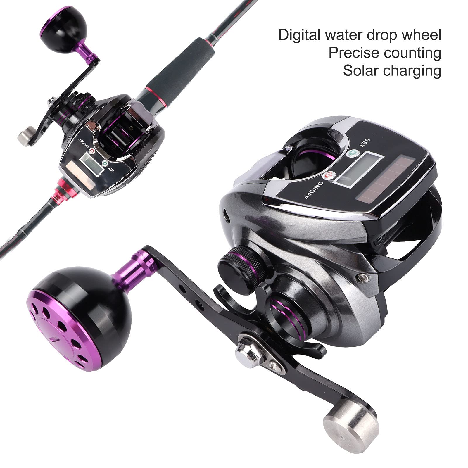 Flexman Baitcasting Fishing Reel, 8.0:1 Speed Ratio Water Proof Digital Display Baitcasting Reel With Backlight, 9 Gears Magnetic Brake Fishing Reel Counter For Musky Bass