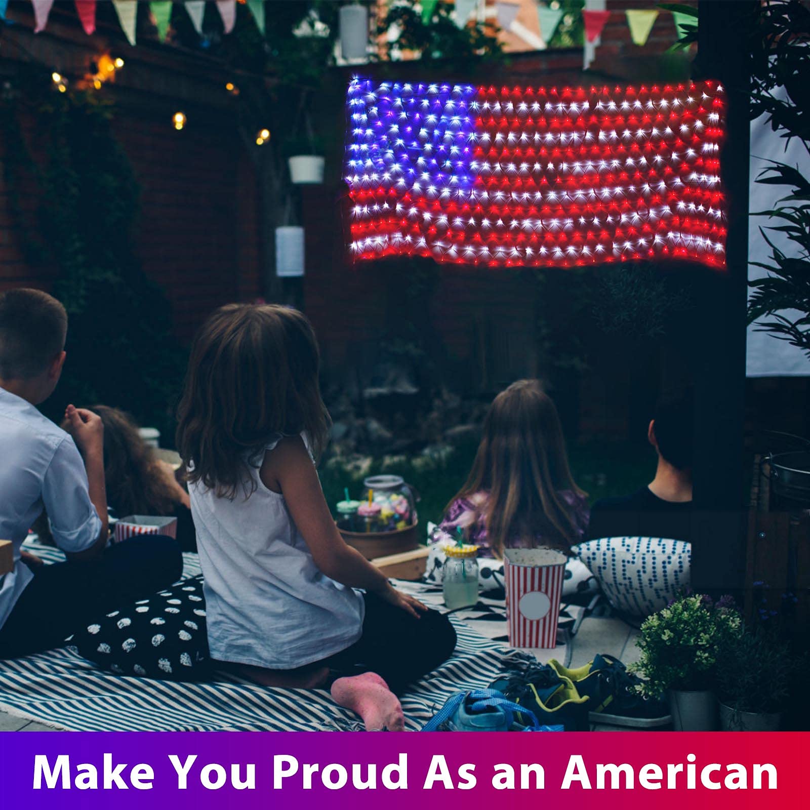 Renoliss Super Larger Size American Flag Lights, July 4Th Patriotic Lights With Ultra-Bright 420 Led, Waterproof Led Flag Net Light Of Usa, 4Th Of July Decor Independence Day Memorial Day