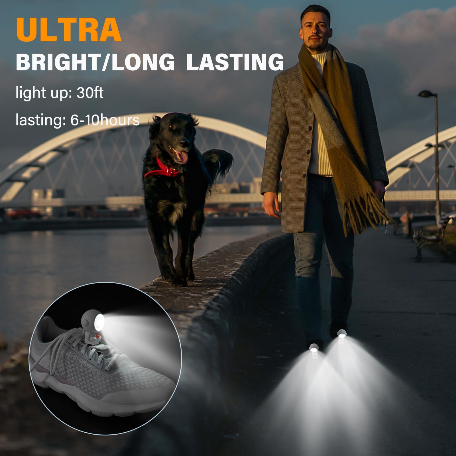Sunytee Astronaut Shoes Light, Rechargeable 9 Kinds Light Models, Adjustable Headlight For Shoes,Hat, Ultra Bright Long Distance Flashlight For Hiking,Running, Walking,Camping...(4Pcs) (4)