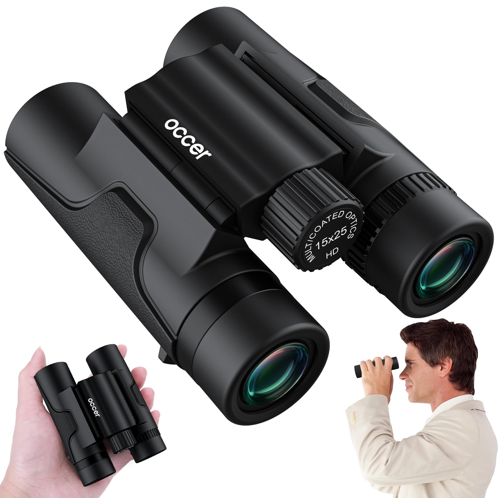 Occer 15X25 Compact Binoculars For Adults Kids - High Powered Binoculars With Clear Vision - Small Binocular For Bird Watching Cruise Travel Nature Walk Concert Stargazing Outdoor Events Hunting