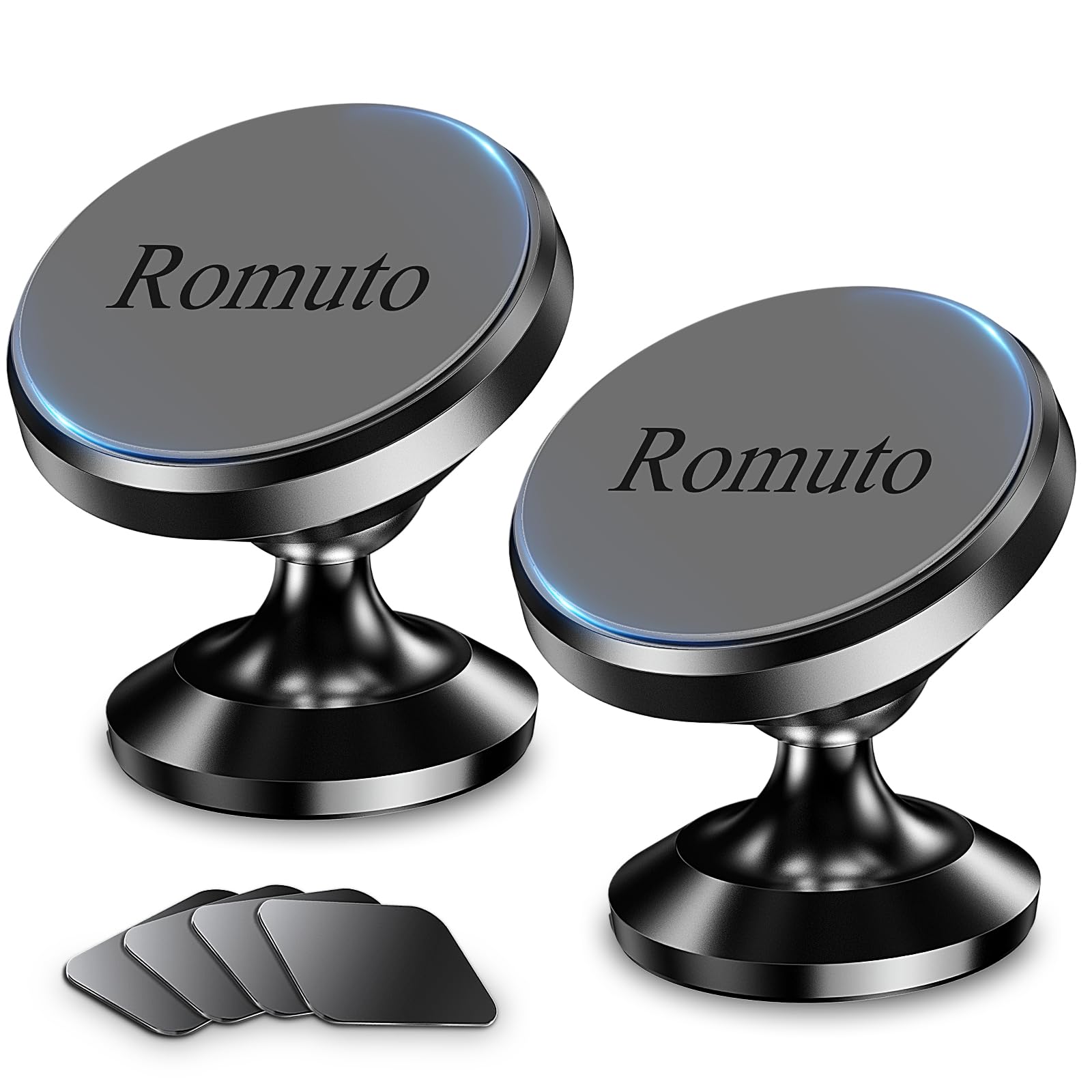 Romuto 【 2-Pack 】 Magnetic Phone Holder For Car Dashboard【Strong Magnet】Iphone Magnetic Phone Mount For Car Phone Holder 【4 Metal Plate】Cell Phone Holders For Your Car Mount For Iphone 16 Pro Max 15 14 13 12