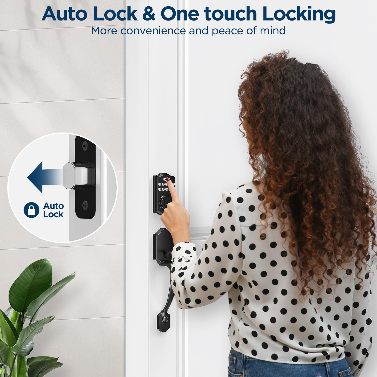 Weaboopre Keyless Entry Door Lock, Smart Locks For Front Door Electronic Keypad Deadbolt Custom User Codes Advanced Security & Easy Installation Aluminum Auto Lock