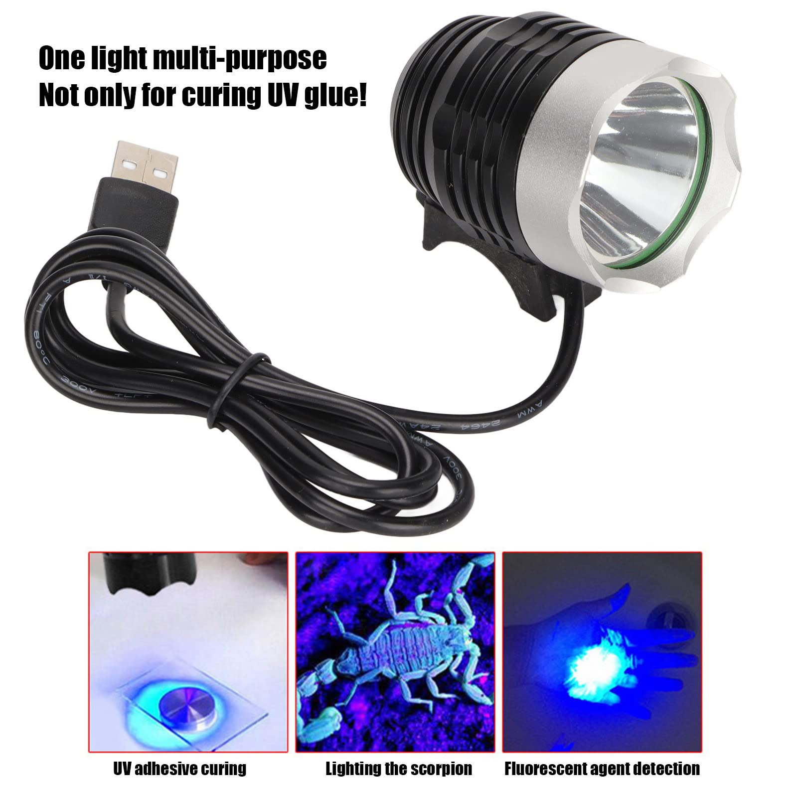 Wendeekun Usb Powered 395Nm Flashlight,Led Glue Curing Flashlight,Uv Black Lights,5V 10W Led Lamp 3 Gears For Phone Pcb Repair Resin Curing
