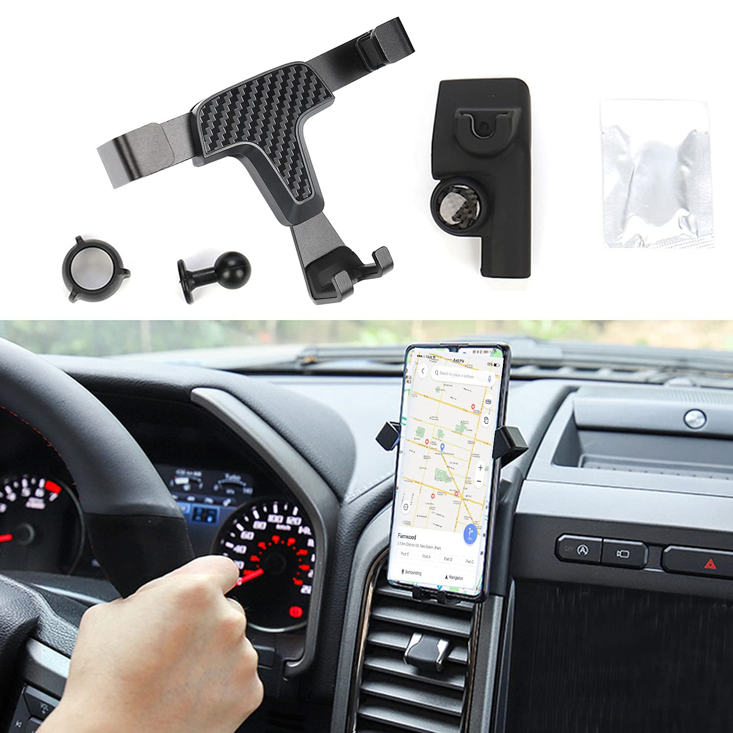 Keptrim For 2015-2020 Ford F150, Phone Holder Air Vent Cell Phone Mount, For Iphone 11 Pro/11 Pro Max/Xs/Xr/X/8/7/6 Galaxy Moto And Most Smartphones