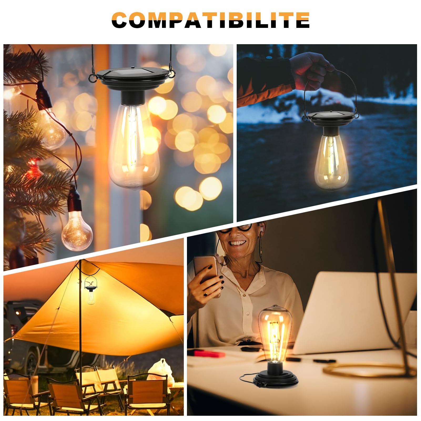 Jkimk Replacement Solar Light Tops-Solar Light Bulbs For Outside-Solar Lanterns Outdoor Waterproof 1 Pack,One Thing, Three Uses, Multifunctional Size Conversion Or Personalized Hanging