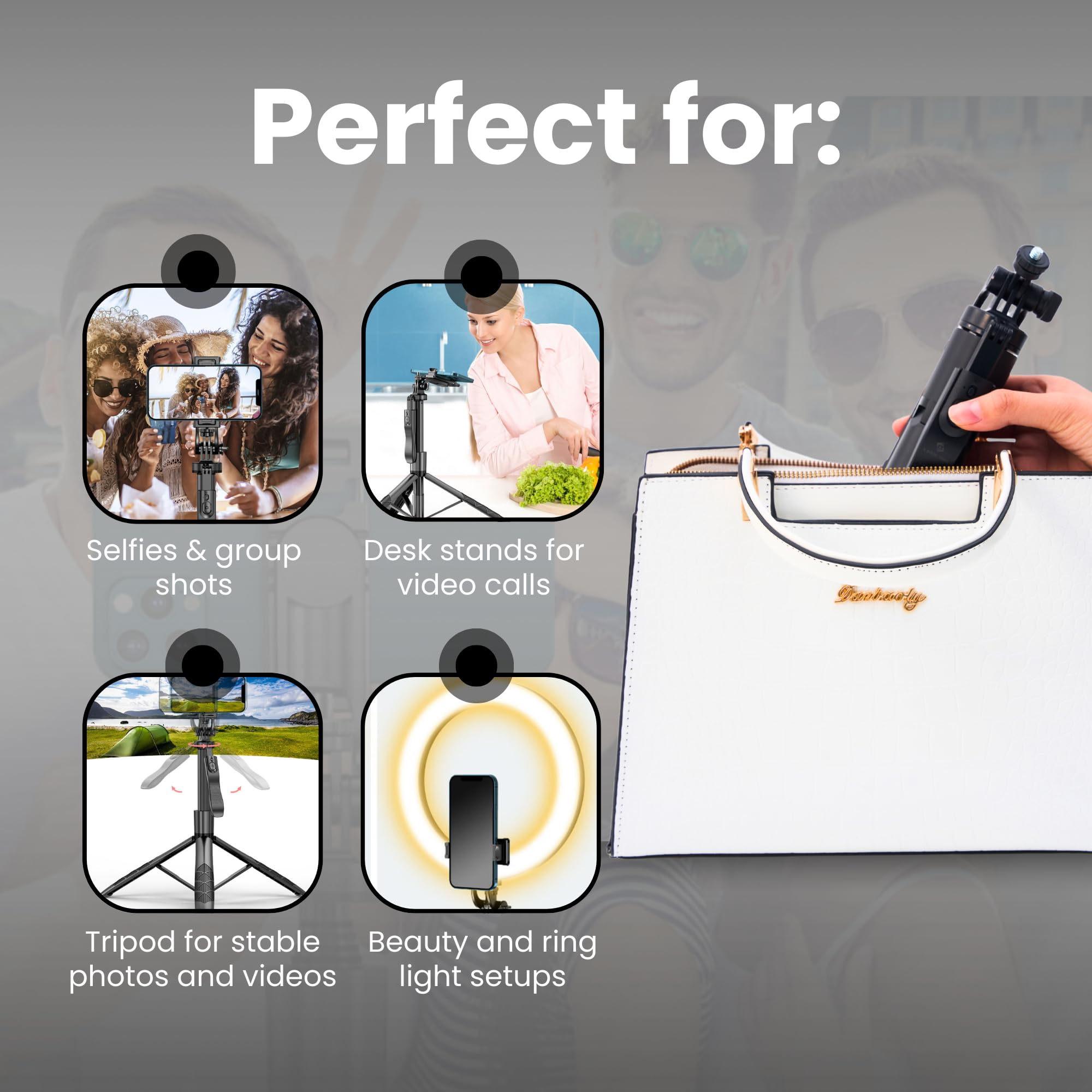 A Good Thing 61" Selfie Stick Tripod With Wireless Remote - 360° Rotating Phone Tripod Stand, Foldable & Portable Design - Compatible With Smartphones, Gopro, Beauty Lights - Travel & Content Creation Essential