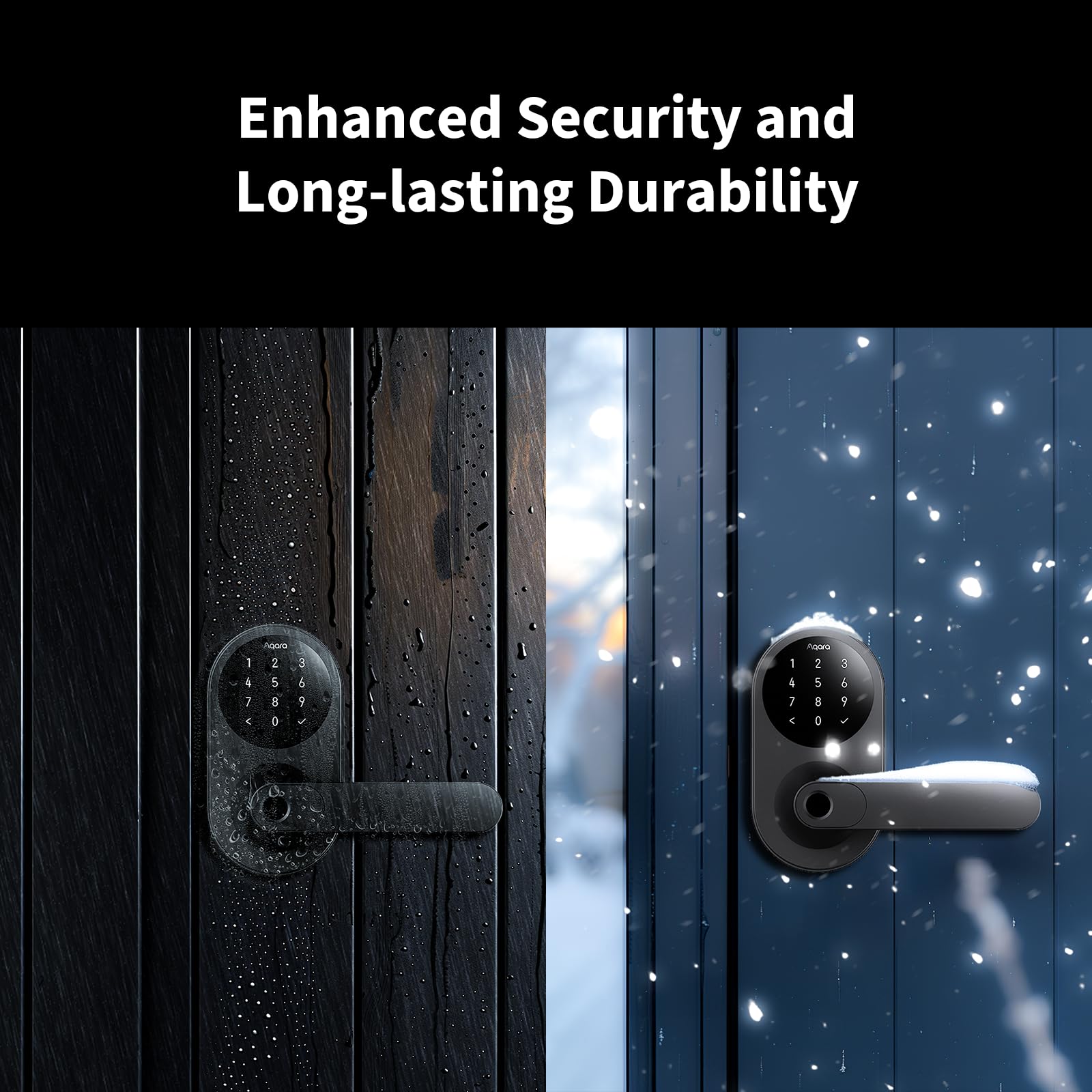 Aqara Smart Lock U300, Fingerprint Keyless Entry Door Lock With Handle, Matter Over Thread With Apple Home Keys, Touchscreen Keypad, Smart Lever Lock Supports Apple Home, Alexa, Google, Ifttt, Black