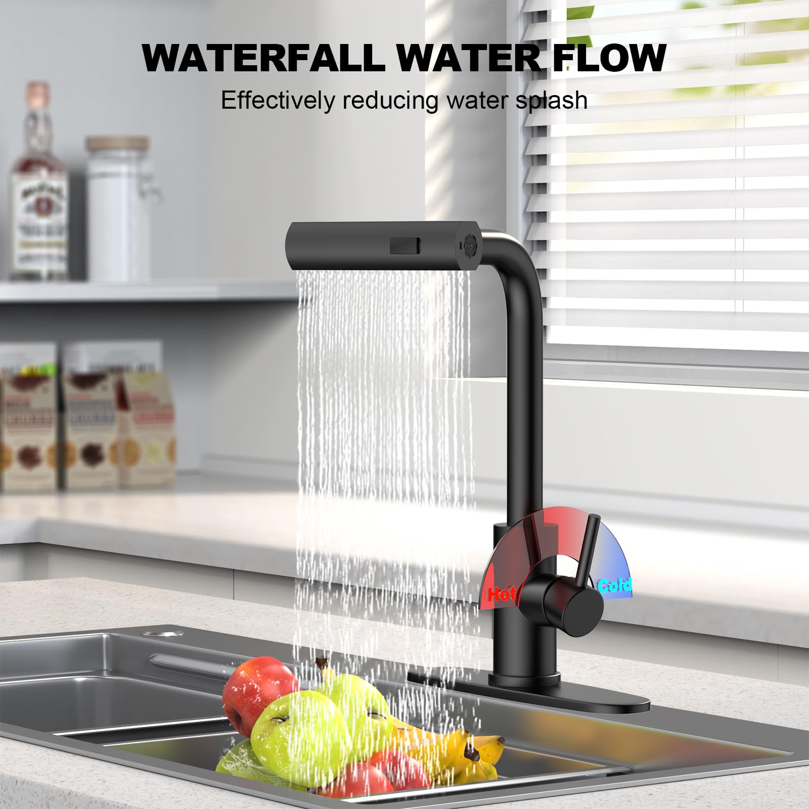 Avsiile Matte Black Single Hole Kitchen Faucets With Pull Down Sprayer, Single Handle, High Flow Water, Pull Out Tap, Stainless Steel Sink Faucet, Suitable For Farmhouse Camper Laundry Rv Bar
