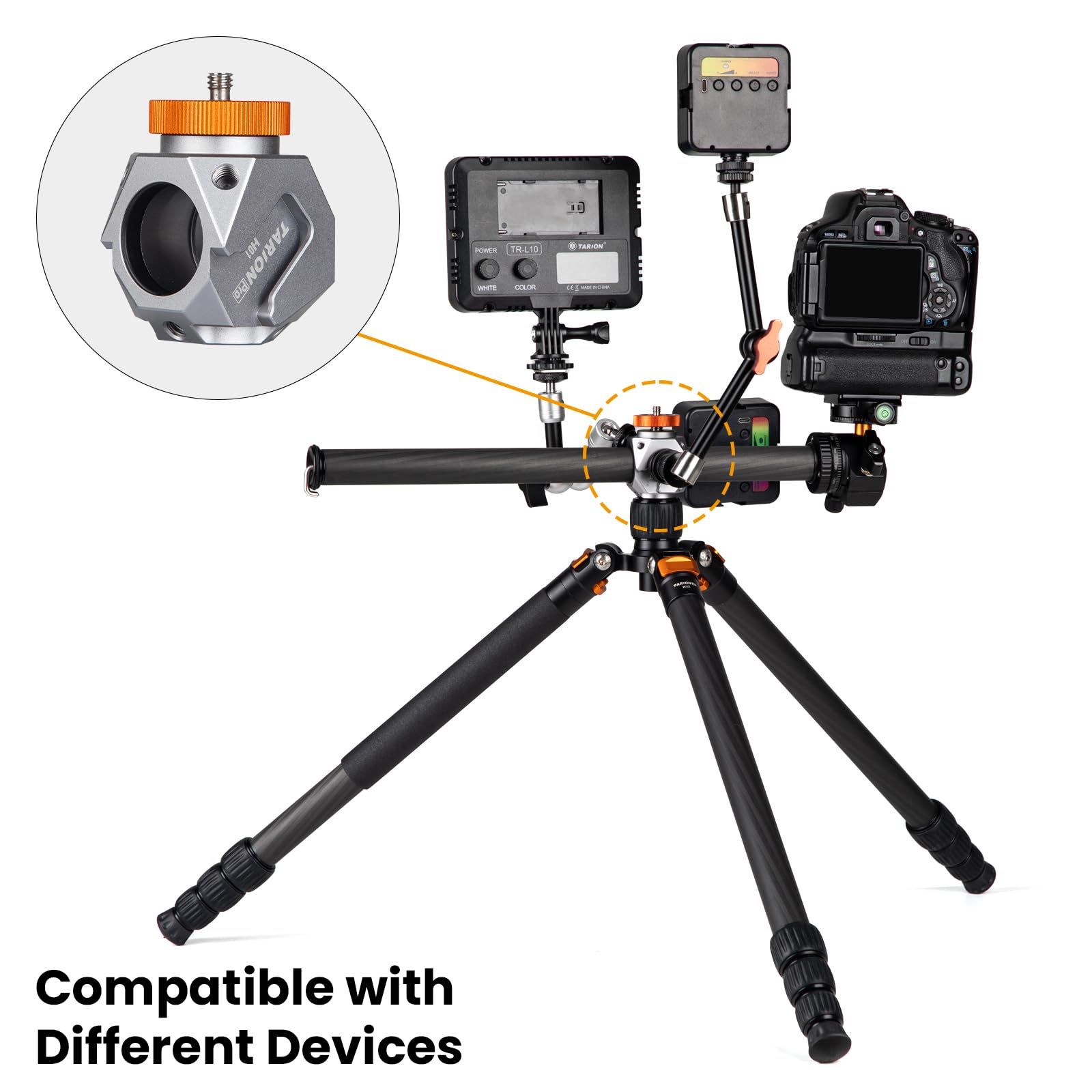 Tarion Cold Shoe Adapter For Tripod: Multifunctional Extension Bracket Rack With 1/4 Thread Holes Cold Shoe Mounts Universal 3/8 To 1/4 Screw Adapter For Camera Tripod Magic Arm Light Mc-H01