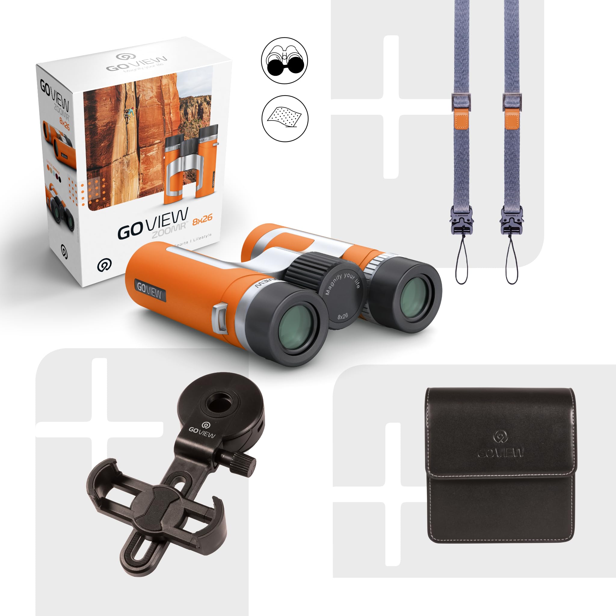 Goview Binoculars Zoomr 8X26, Sunset Orange