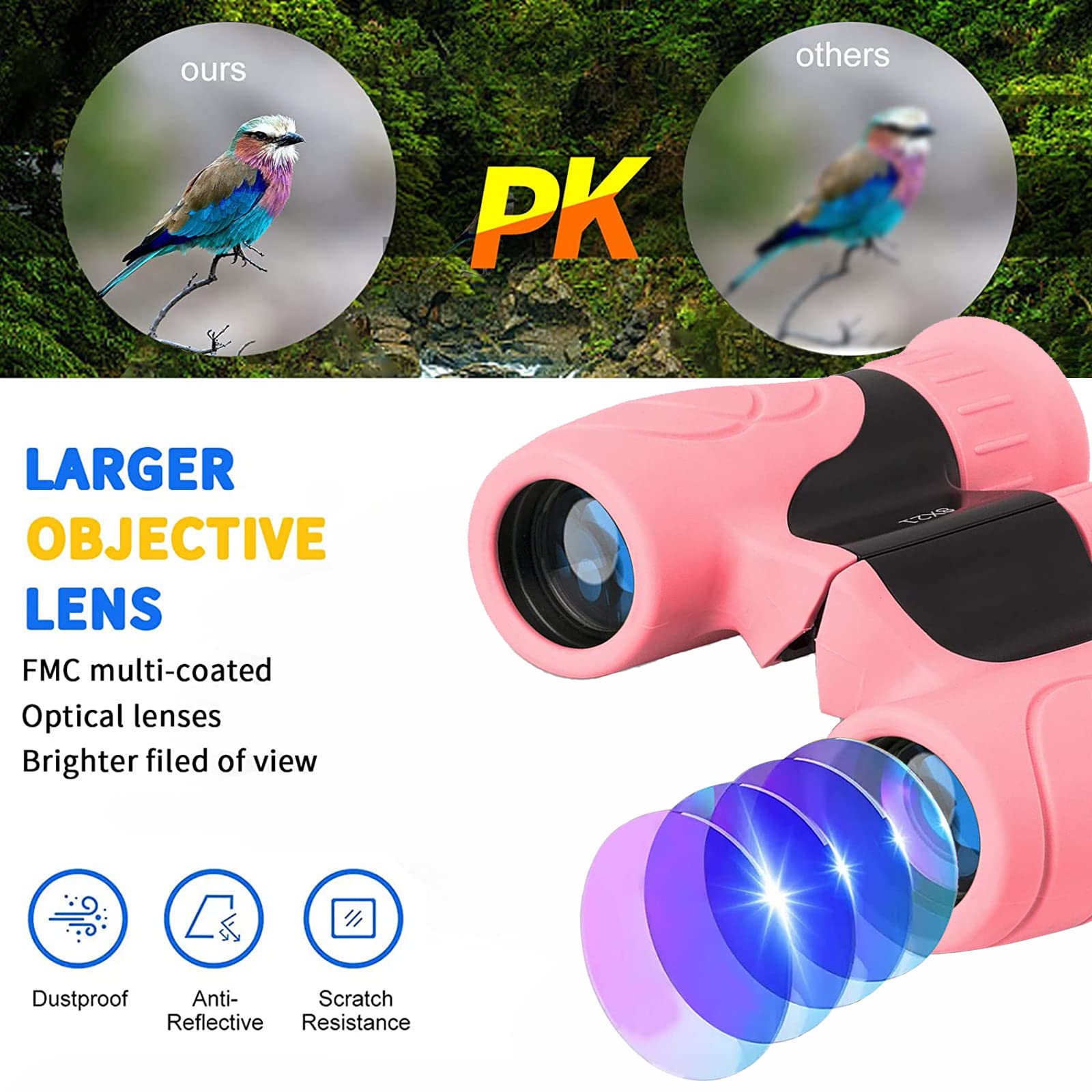 Tezilon Binoculars For Kids,Compact Kids Binoculars 8X21 High-Resolution For Bird Watching, Camping, Exploration, Hiking, Hunting, Sports Events And Safari Park  For 3-12 Year Boys Girls