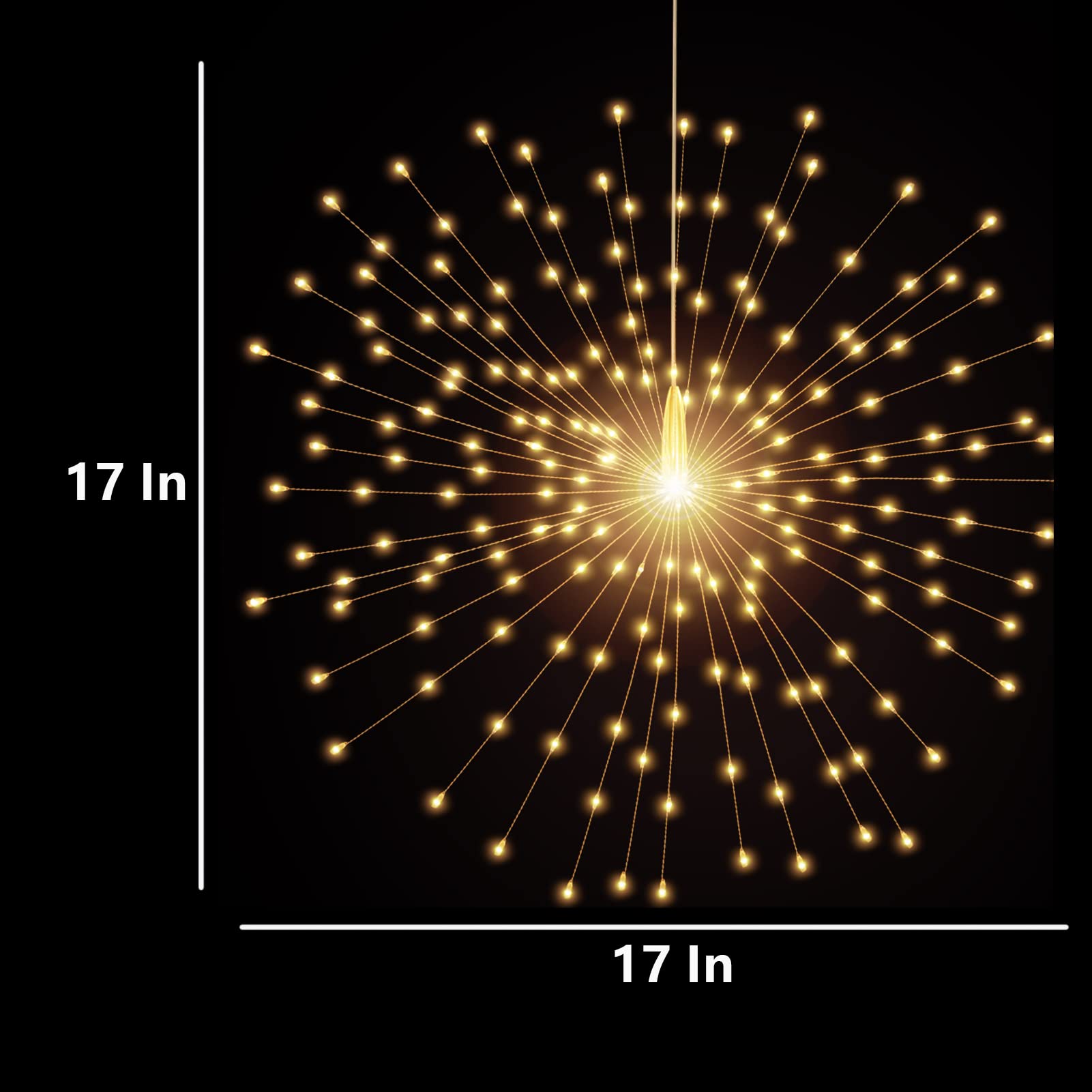 Shukan 200 Led Starburst Sphere Lights - Firework Style, Battery Powered, Waterproof Tent Chandelier For Gardens, Porches And Christmas - Remote Control (Warm White)