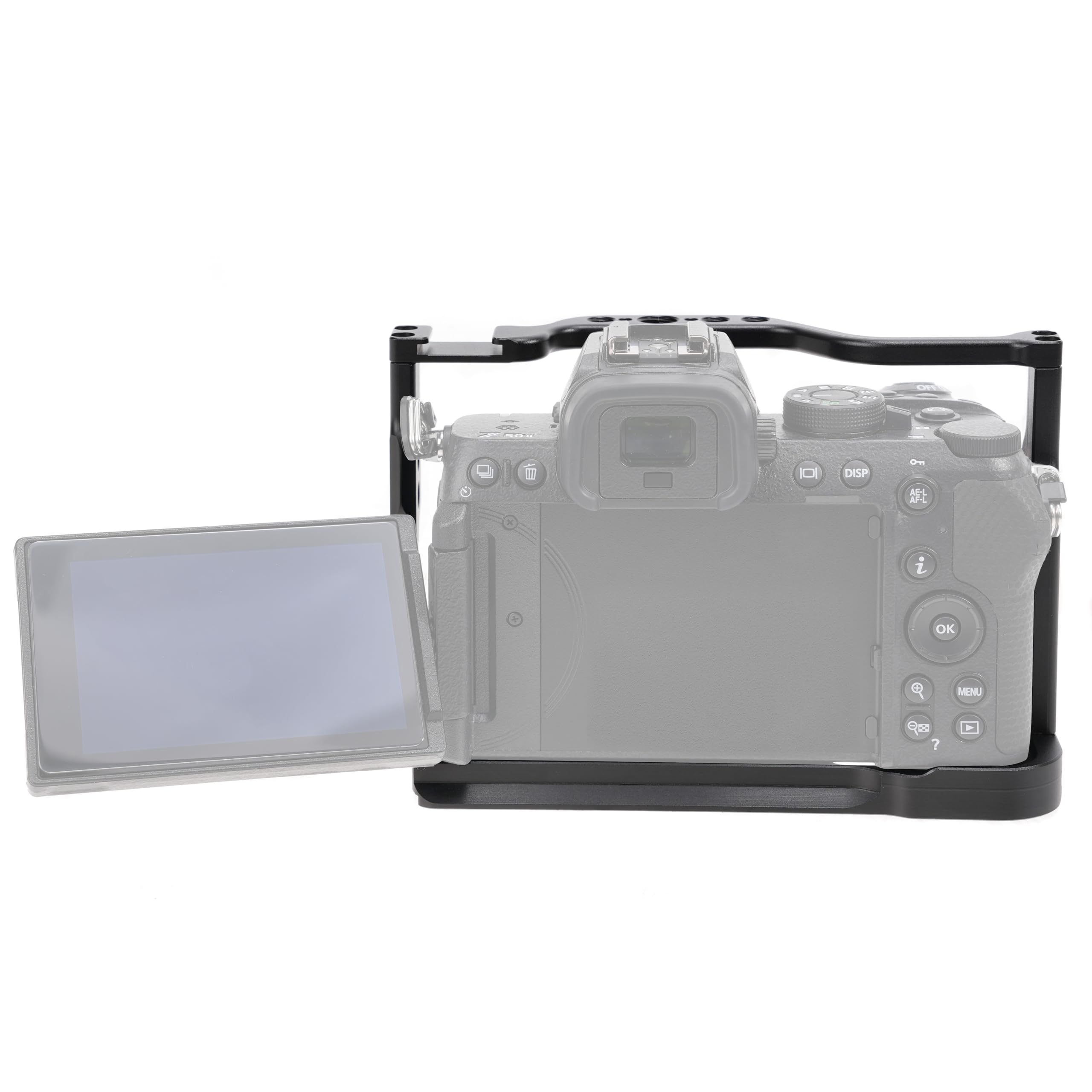 Hersmay Aluminum Z50 Ii Camera Cage Video Stabilizer For Nikon Z50 Ii Mirrorless Vlogging Camera Kit With Cold Shoe,Handle Locating Holes,Multiple 1/4" 3/8" Screw Holes