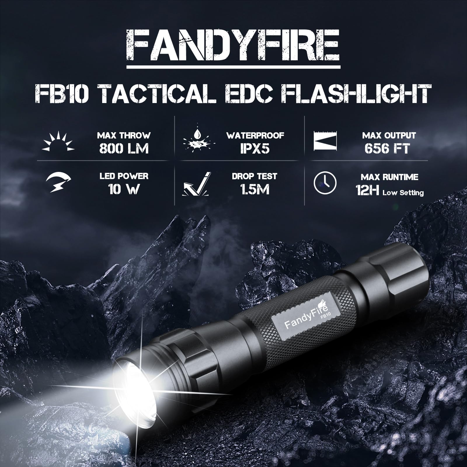 Fandyfire Police Flashlight With Holster For Duty Belt,800 Lumens Tactical Edc Flashlight With Holder,Single Mode Bright Law Enforcement Flash Light Set Fb10