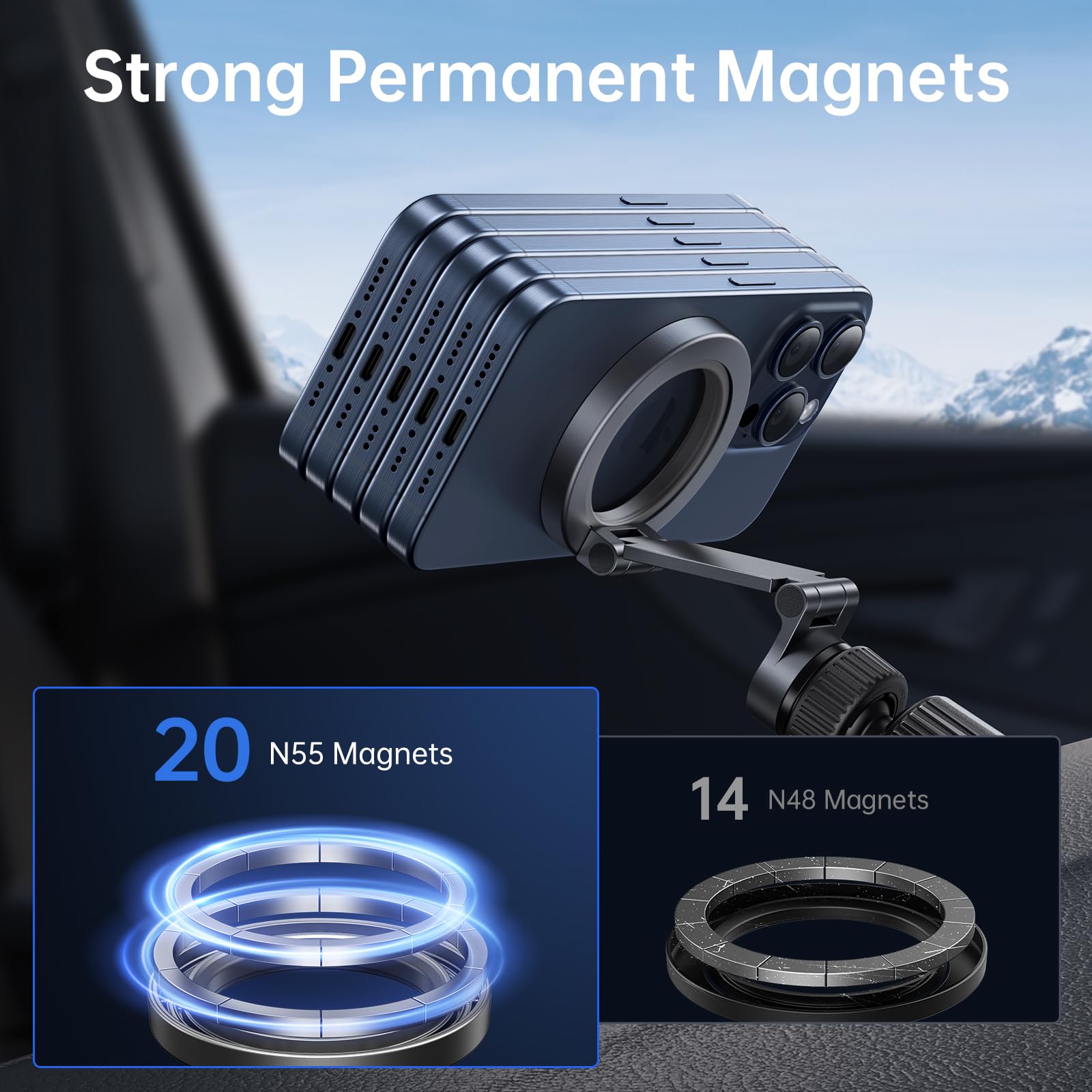 Syncwire For Magsafe Car Mount Vent - Magnetic Phone Holder For Car [3D Long Arm  Flexible Rotation  Strong Magnets] Air Vent Car Phone Mount For Iphone 16 15 14 13 12 Pro Max Plus Mini Mag Safe