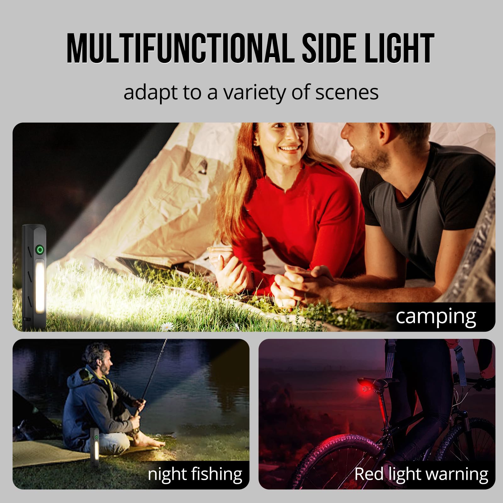Aojudic Tactical Flashlight 3500Lm Dual Light With Magnetic Base - Ip68 Waterproof Rechargeable, Cob Side Light & Strobe For Camping, Cycling, Emergency (Usb-C)
