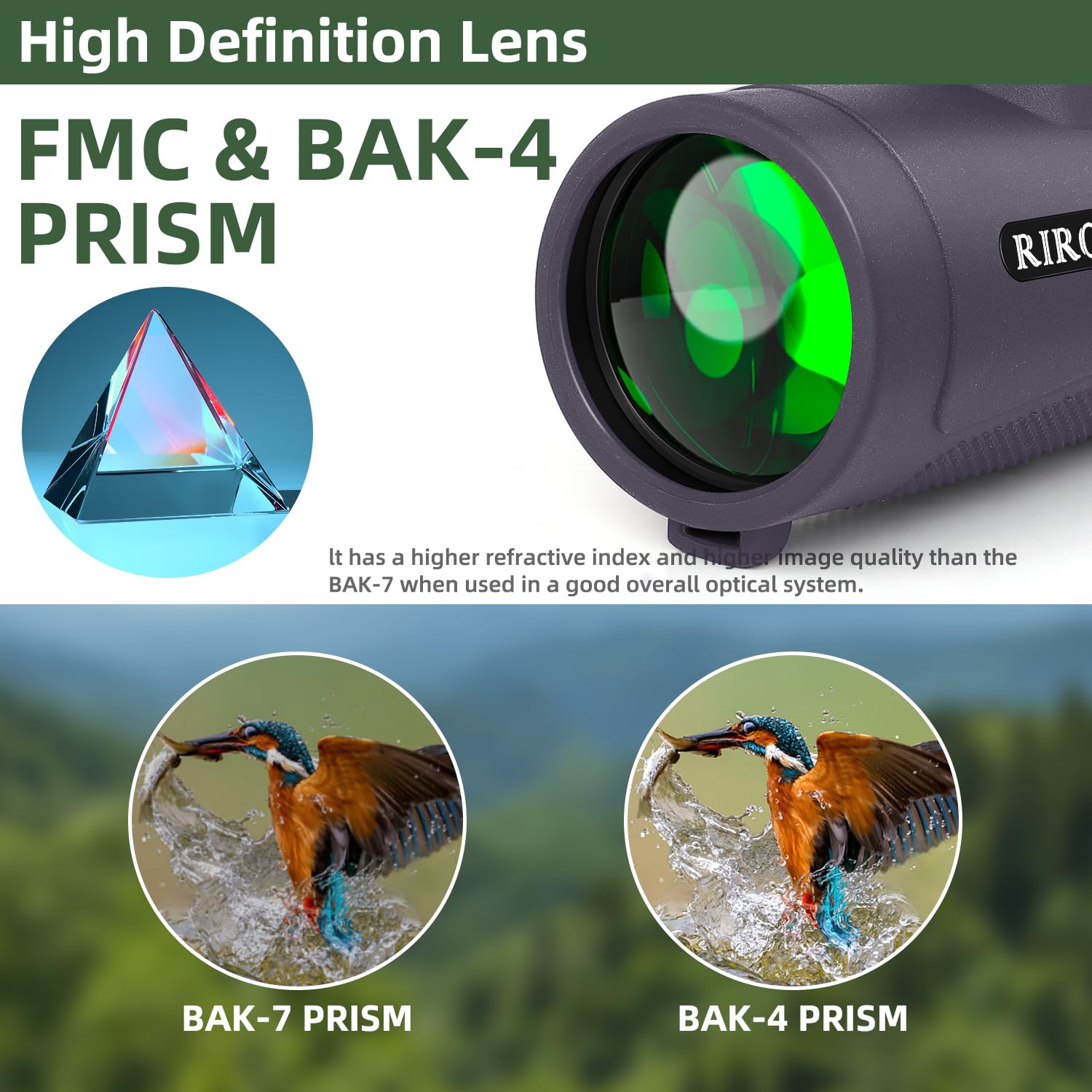 Riroma 40X60 Monocular Telescope With Smartphone Holder & Tripod, Power Prism Compact Monoculars For Adults Kids, Hd Monocular Scope For Bird Watching Hiking Concert Travelling Purple