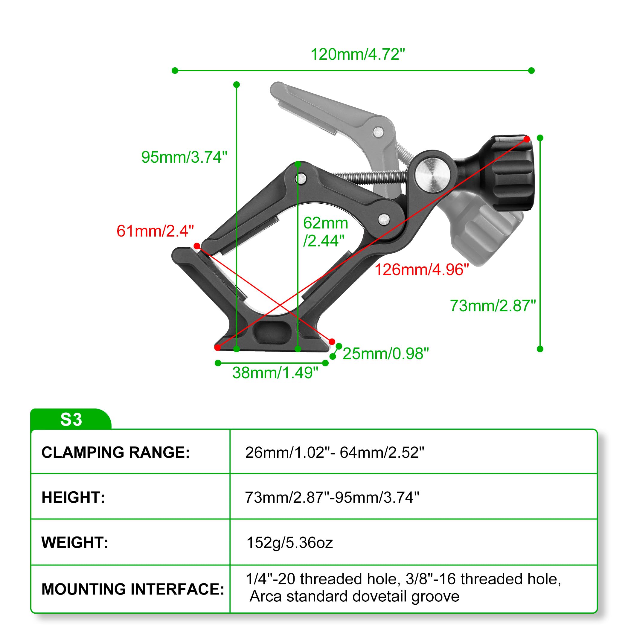 Fanaue S3 Binocular Tripod Mount Adapter With 1/4" & 3/8" Screw And Arca Quick Release Binocular Tripod Mount, Compatible With Vortex Zeiss Nikon Swarovski Leica Leupold Bushnell Binoculars.