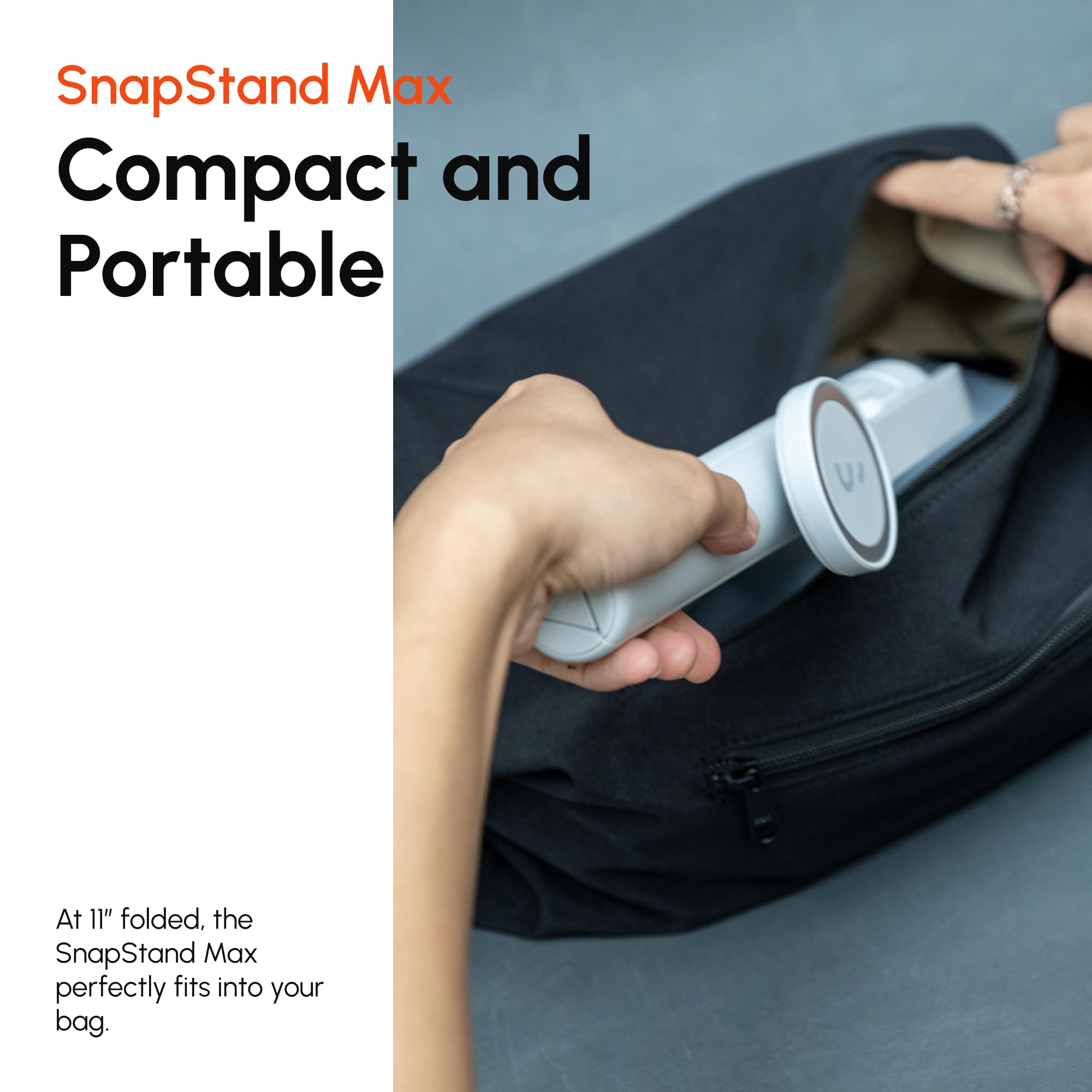 Shiftcam Snapstand Max – Magnetic Selfie Stick & Tripod – Compact, Foldable & Extendable With Tilt Head And Magnetic Bluetooth Remote (Stone, Snapstand Max)
