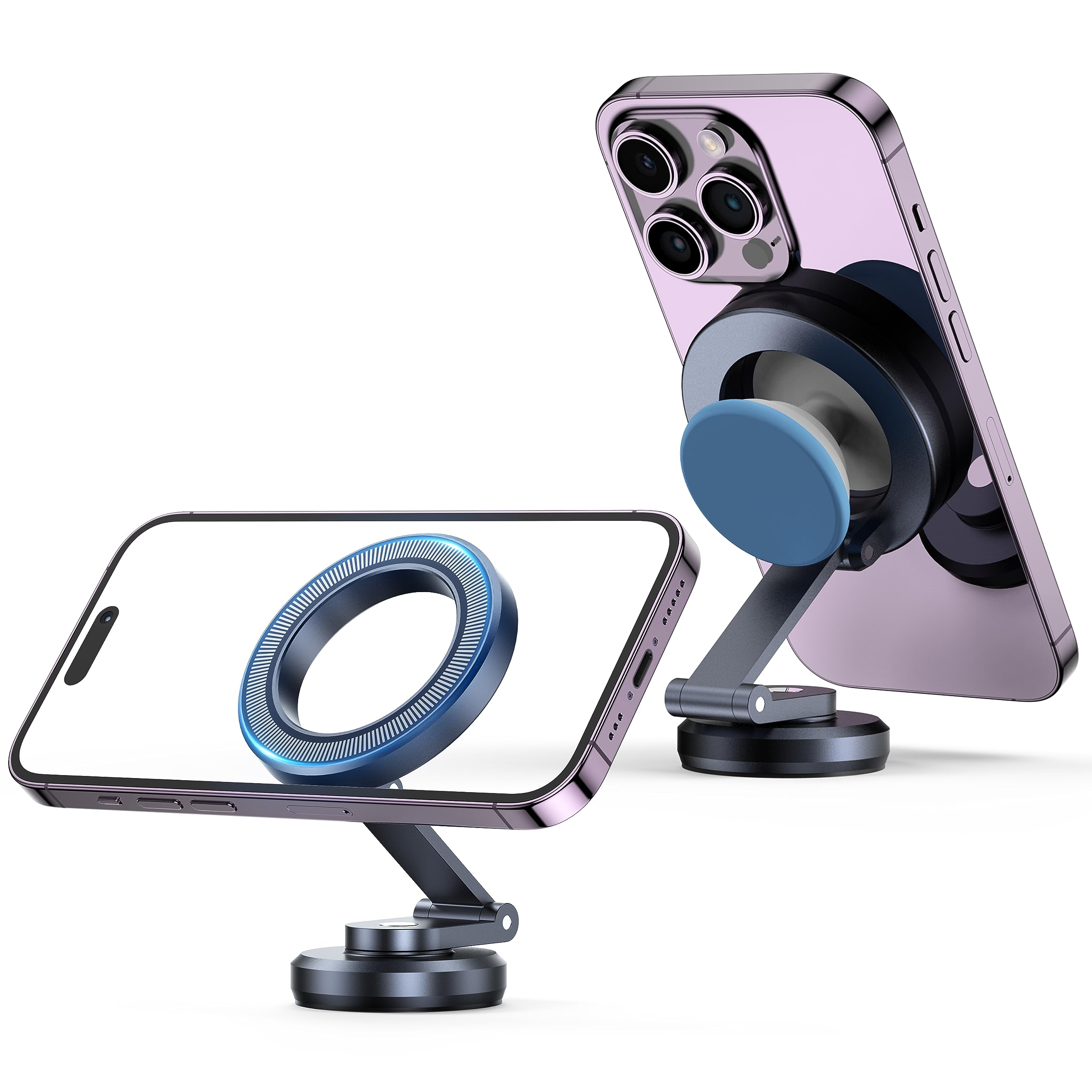 Apps2Car Foldable Metal Magnetic Car Phone Mount For Magsafe Iphone 16 15 14 13 12 Pro Max Plus Mini Magsafe Case, One-Hand Operation