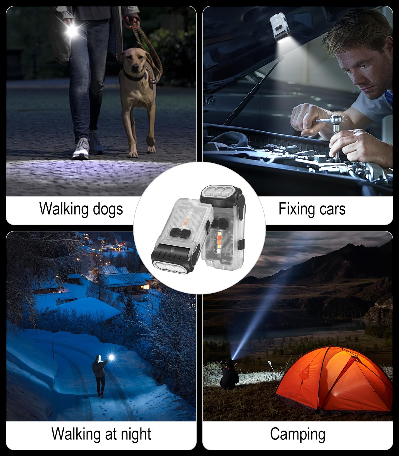 Ngokpyd V15 Mini Keychain Led Rechargeable Flashlight, Small Edc Flashlights Powerful 1200 Lumens, Cob Pocket Magnetic Red Flashlight With Clip 10 Modes Flash Light Waterproof Ip67