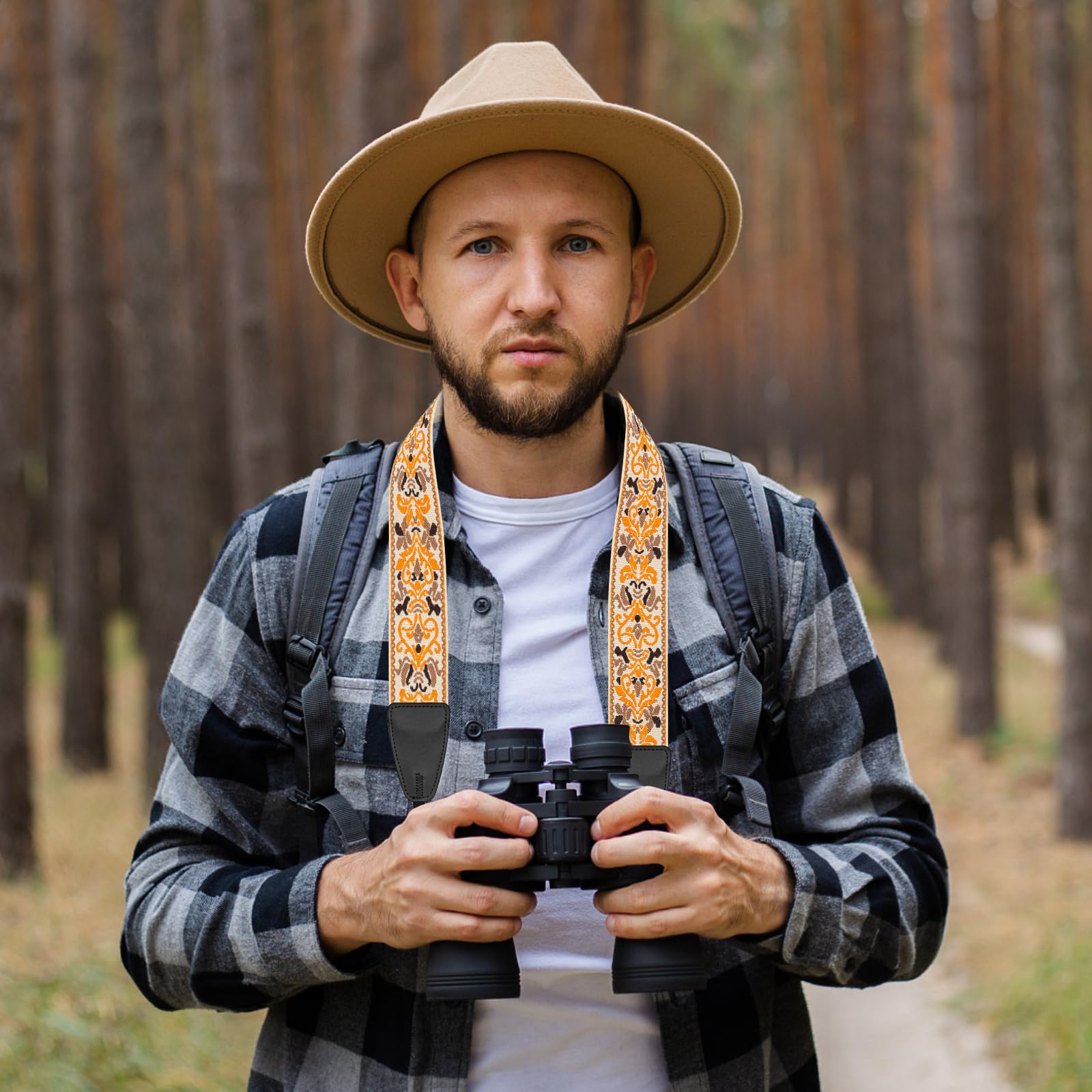 Eggsnow Camera Strap 2" Wide Jacquard Camera Straps, Binocular Strap Universal Shoulder Strap For All Dslr Cameras & Binoculars, Great  For Men Women Photographers (A1 - Orange Personality)